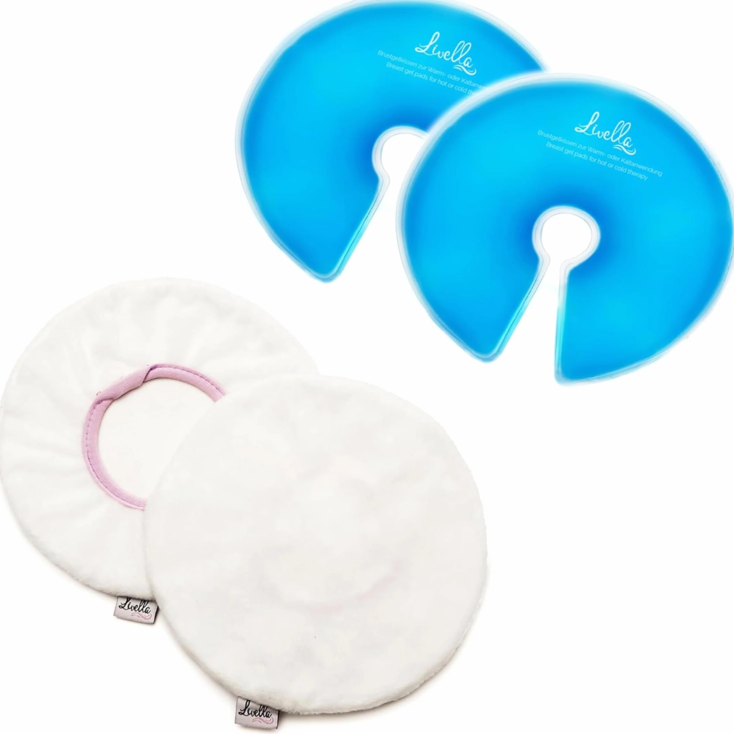 Cuscinetto in gel per il seno Livella 3 in 1 - uso freddo e caldo allattamento tiralatte - 2 pad 2 custodie