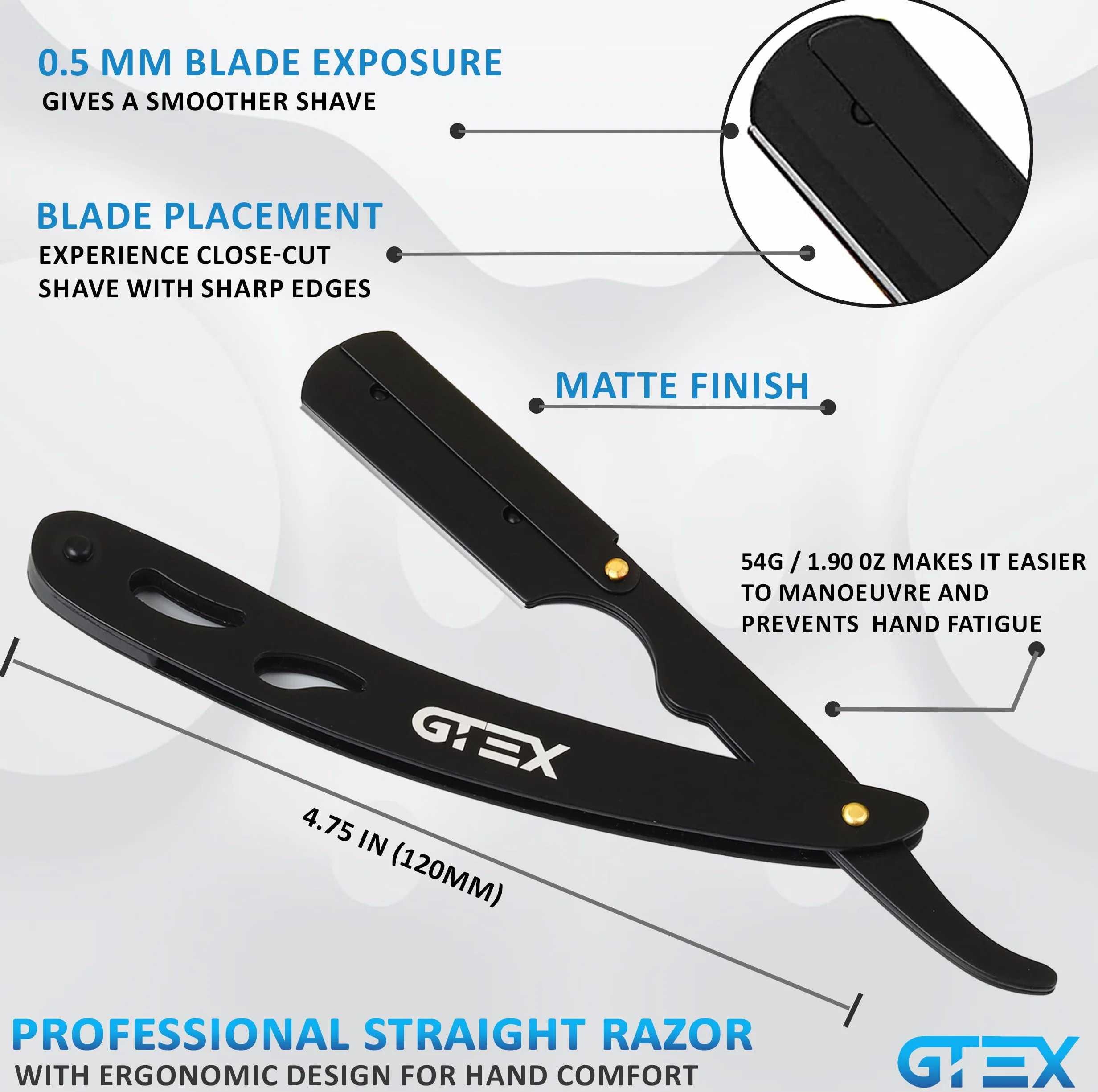 Rasoio a Mano Libera Professionale GTEX - 2 Rasoio Barba Manuale Uomo con 100 Lamette da Barba GTEX Premium - Rasoio Barbiere per la Rasatura e la Cura dei Contorni Barba Uomo - Straight Razor Set