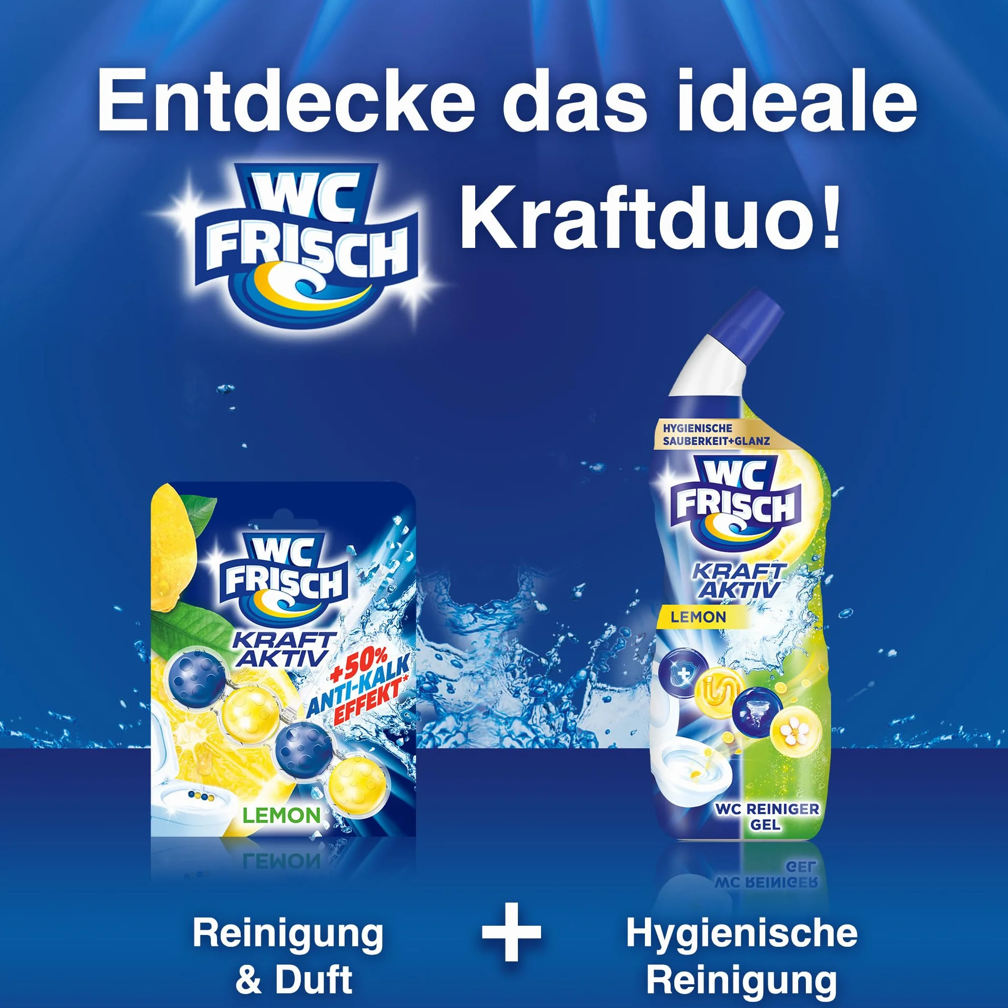 WC-Frisch Detergente per WC Gel Limone (750 ml), detergente per WC con effetto deodorante per ambienti, detergente per WC garantisce freschezza igienica, con combinazione di 4 attivi