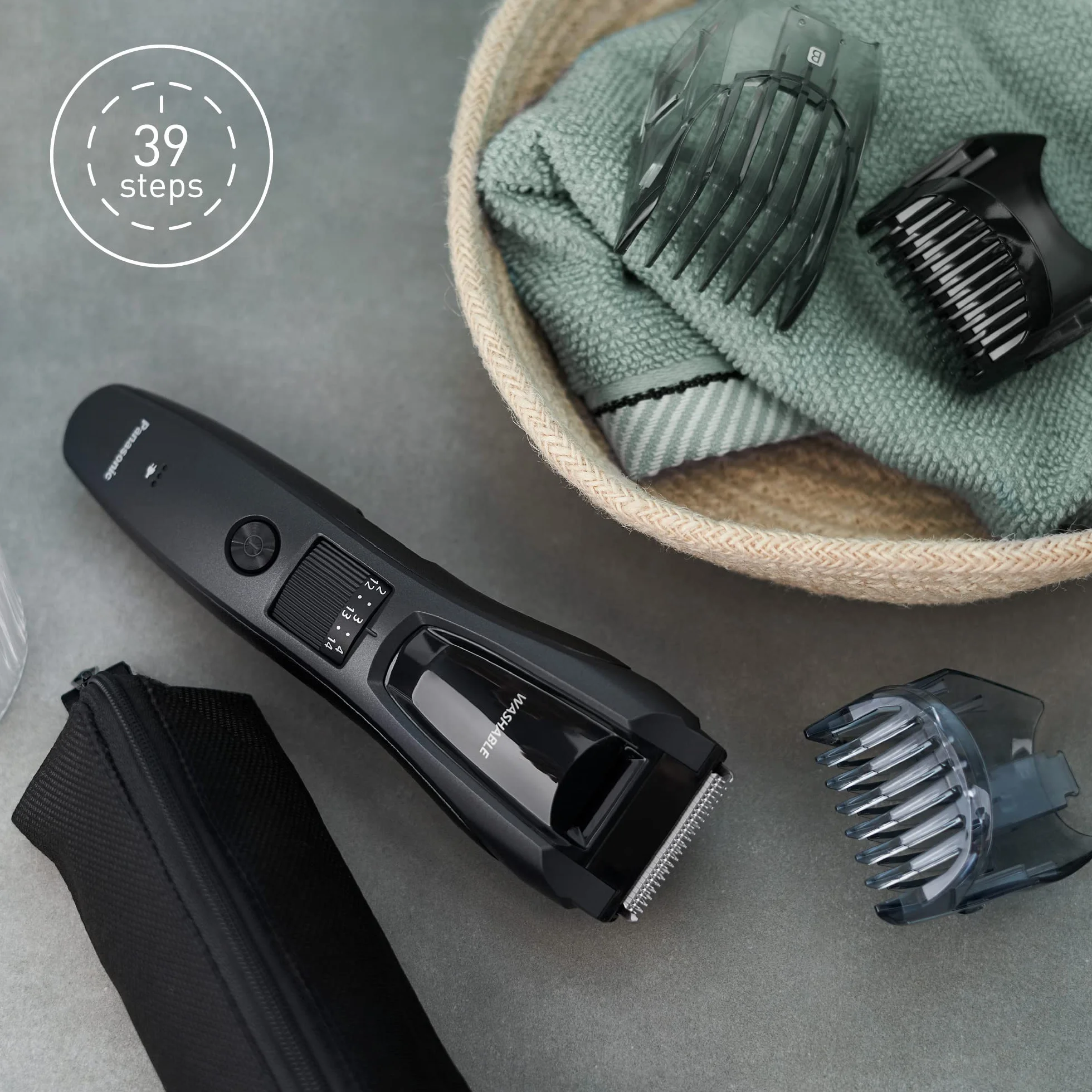 Panasonic ER-GB62-H503 Regolabarba Tagliacapelli Uomo Cordless Impermeabile 39 Impostazioni Lunghezza 3 Accessori Grigio Opaco