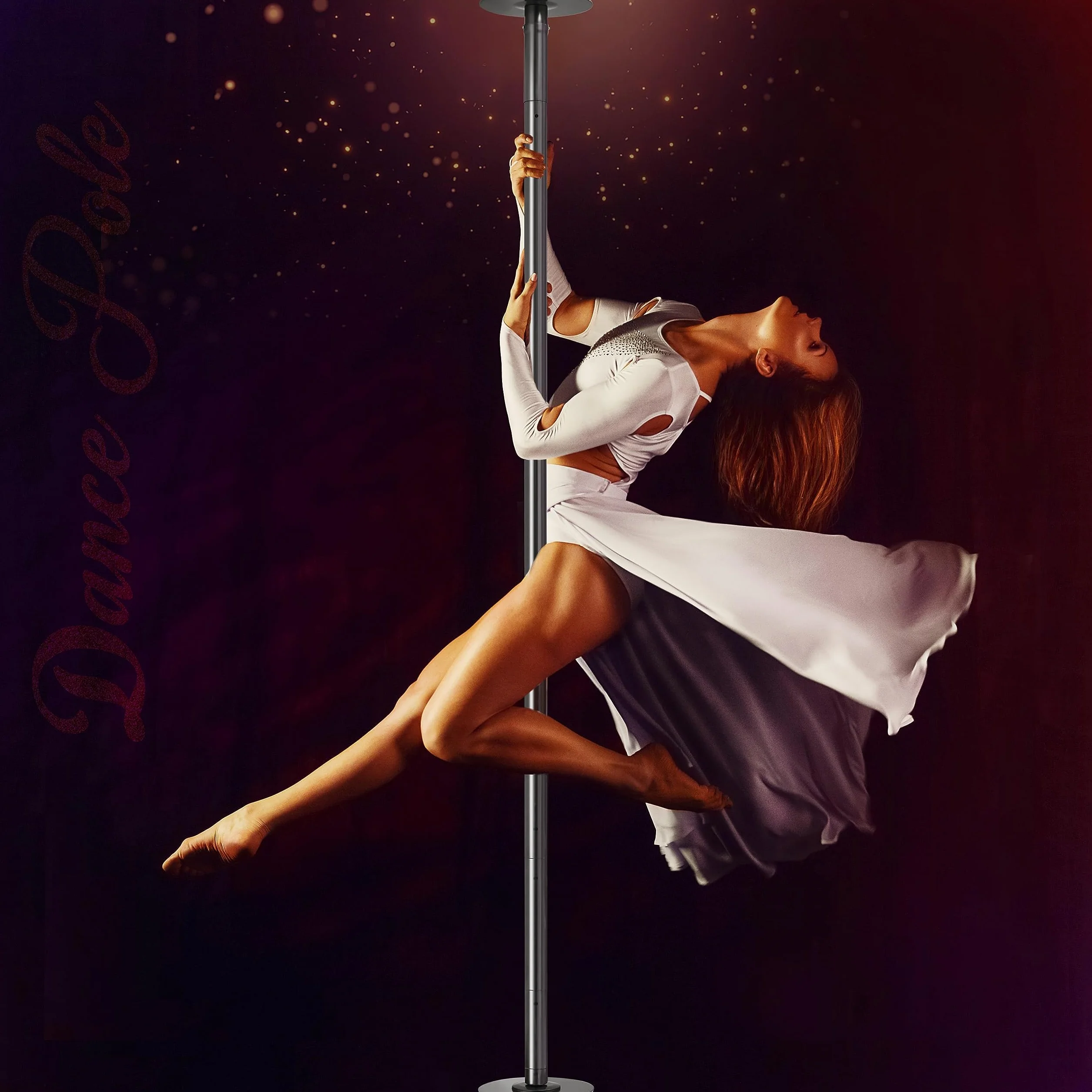 Yaheetech Palo Pole Dance da Ballo in Acciaio Regolabile 225-274,5 cm per Interni Fitness