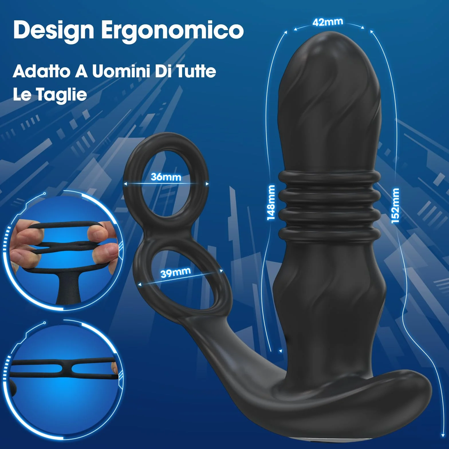 Vibratoreper Uomo Dildo Anale Prostata con Anello per Pene, 3 in1 Plug Anale-dilatatore Uomo Donna Massaggiatore Prostatico 9 Modalità Sexytoys Uomo Sex Toys Sessuali per Uomini Plug Anale Vibrante