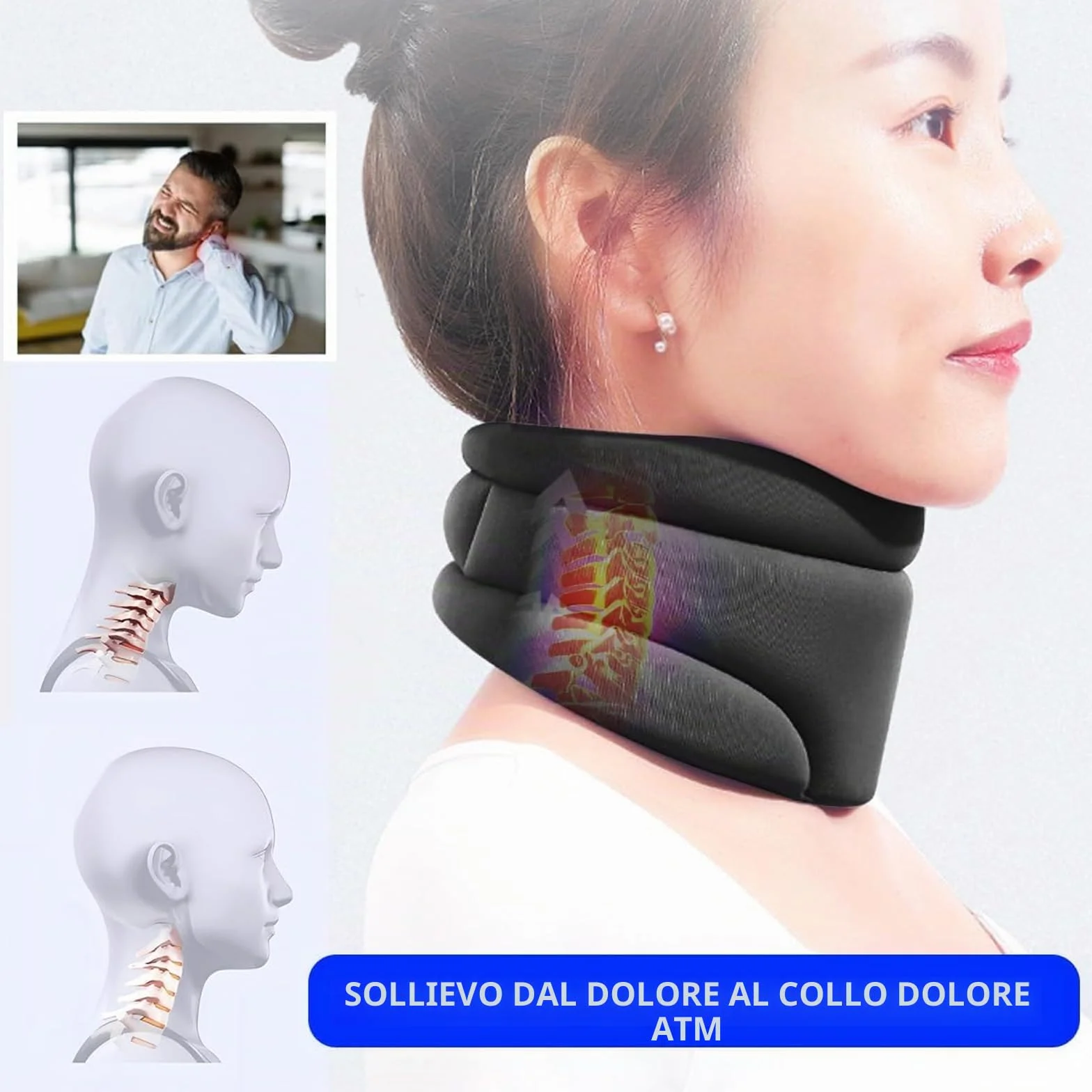 Collare Cervicale Morbido,Collare Per Cervicale Regolabile,Cervicale Collo Rimedi,Per Alleviare il Dolore e la Pressione Sul Collo,L,Adatto per Collo Circa 40 cm,Uomini-Donne,Per Lavorare,Dormire
