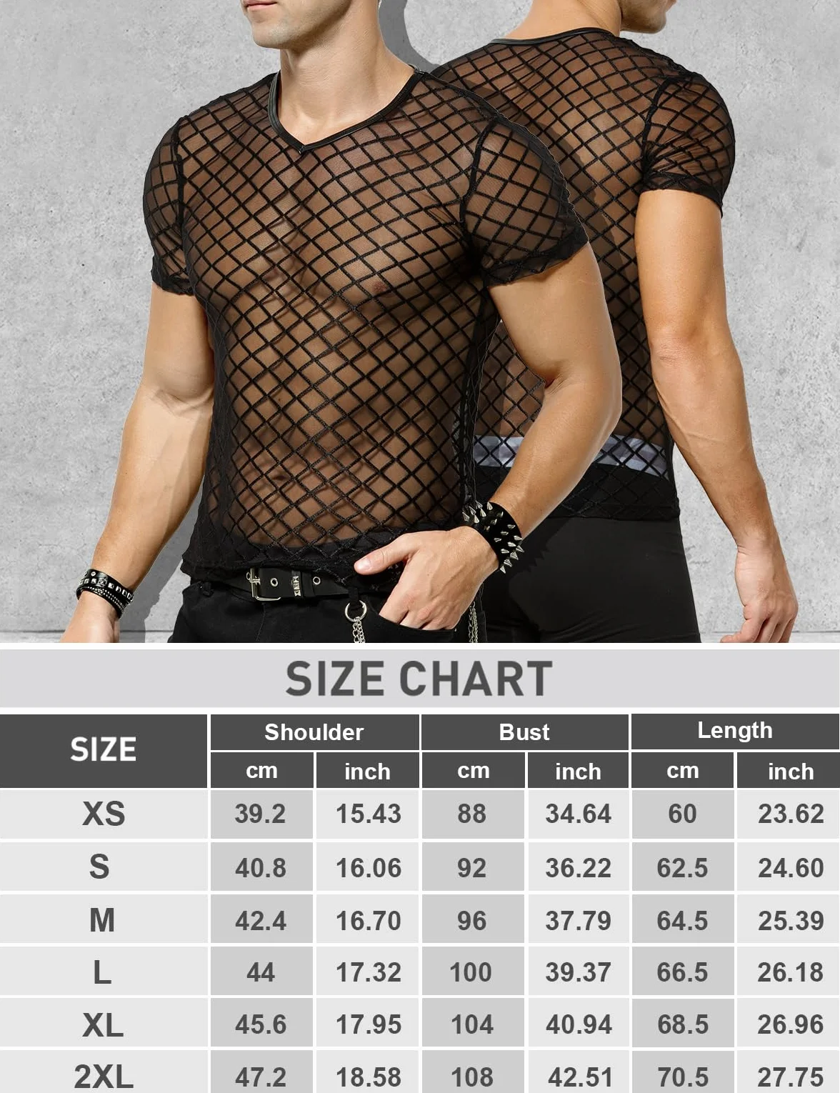Casey Kevin Maglia Trasparente Uomo Rete Intimo Sexy Mesh Fishnet T-Shirt Camicia Party