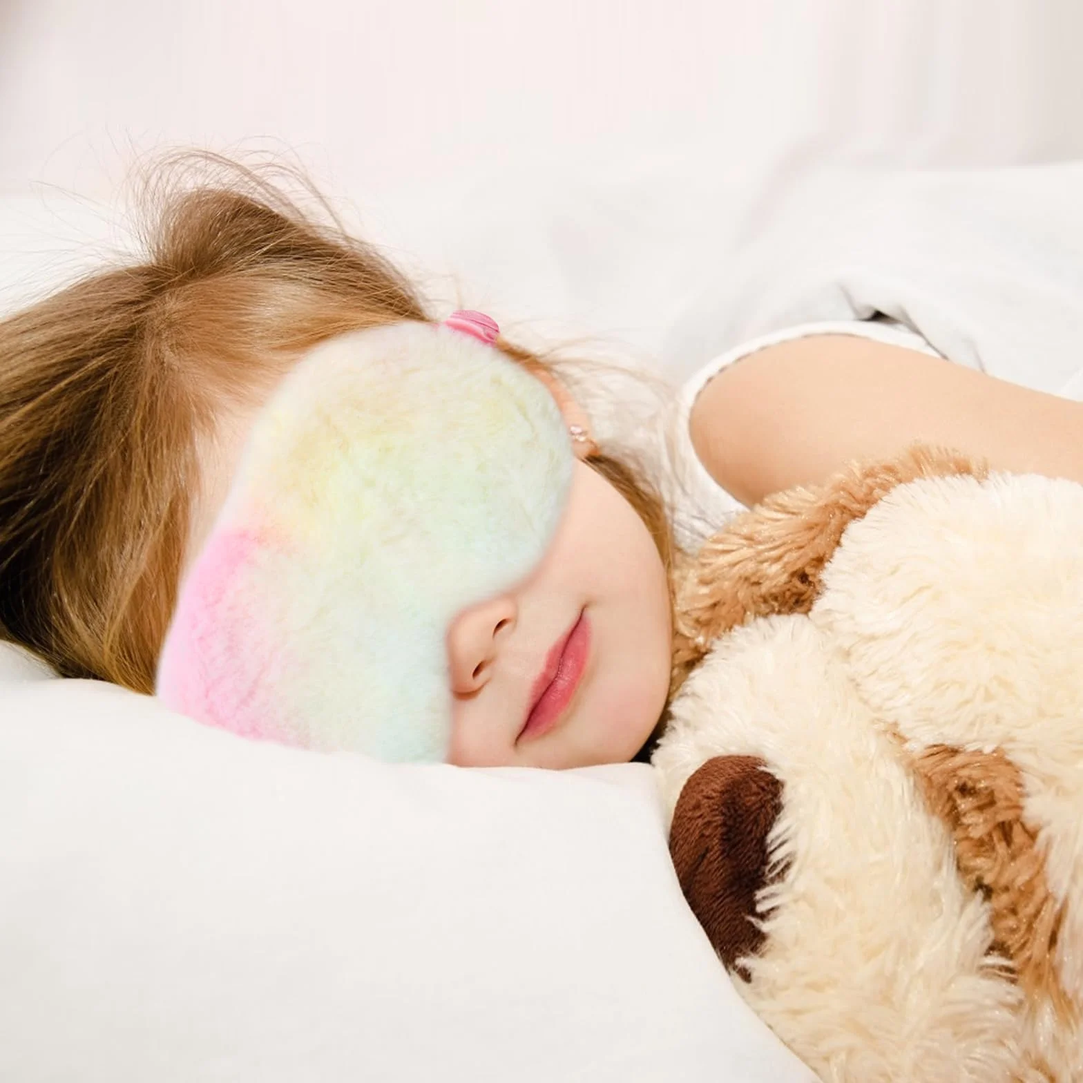 EUPSIIU 6 Pezzi Simpatiche Mascherina per Dormire in Peluche, Maschera Occhi per Dormire Antiluce per Donna, Benda Occhio Traspirante Maschera di Sonno Copertura degli Occhi per Bambina Ragazzi