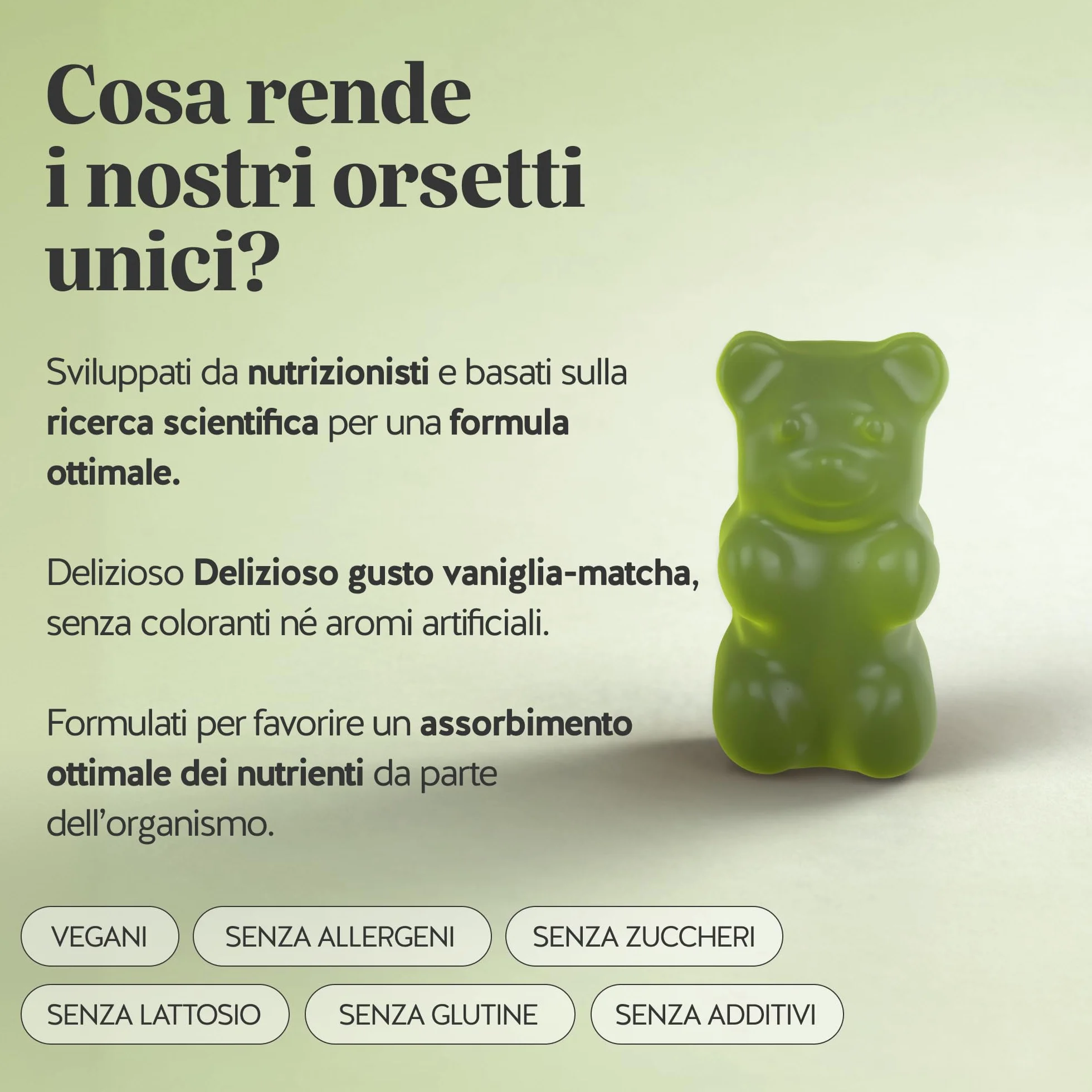 My Metabolic Matcha Vitamin Caramelle Gommose - Integratore Energizzante Naturale - Con Matcha, Vitamina B12, B2, Zinco, Niacina - 30 Pezzi (1 Mese) - Senza Zucchero, Vegano - Bears with Benefits