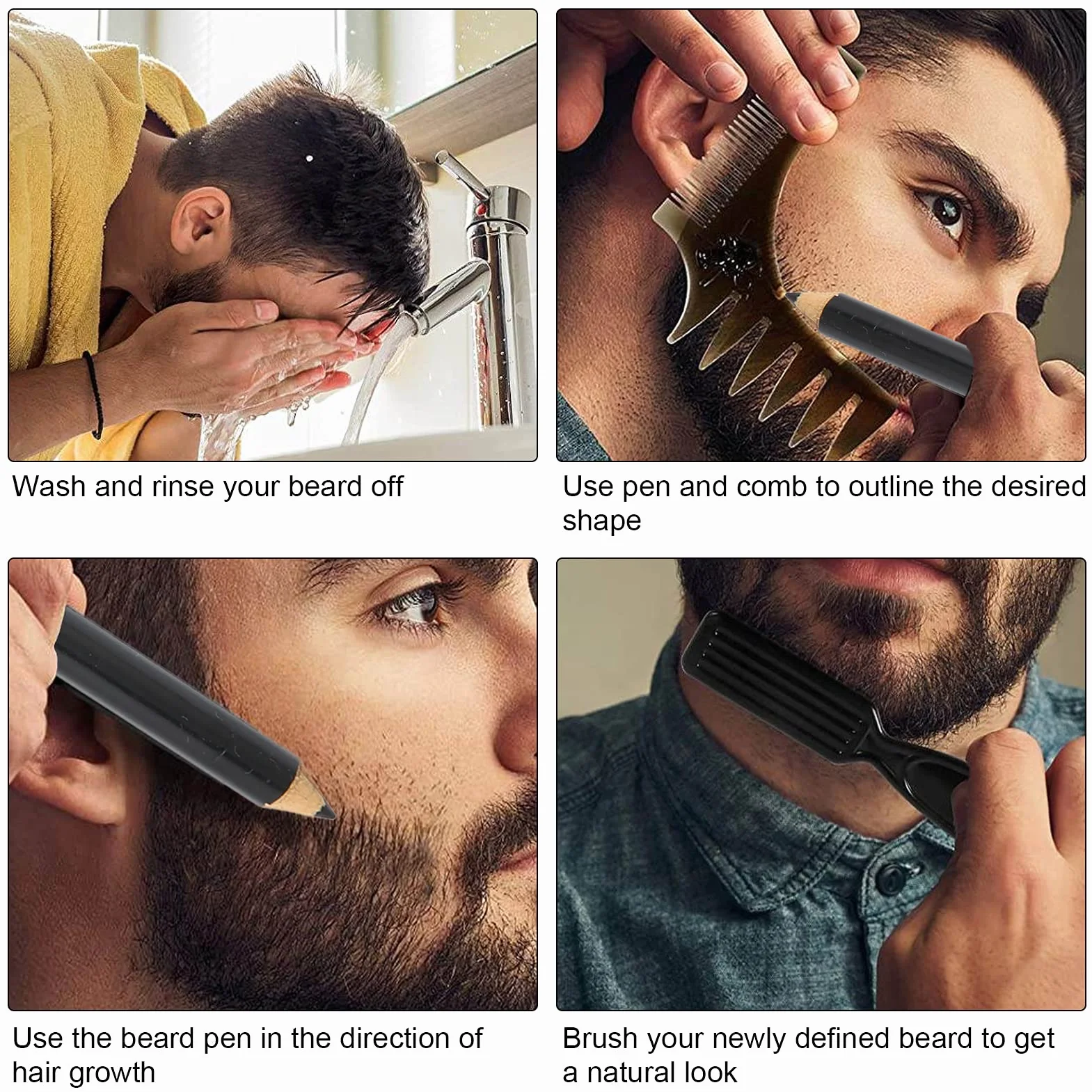 Matita Professionale per Modellare la Barba con Temperamatite e Riempitivo Nero