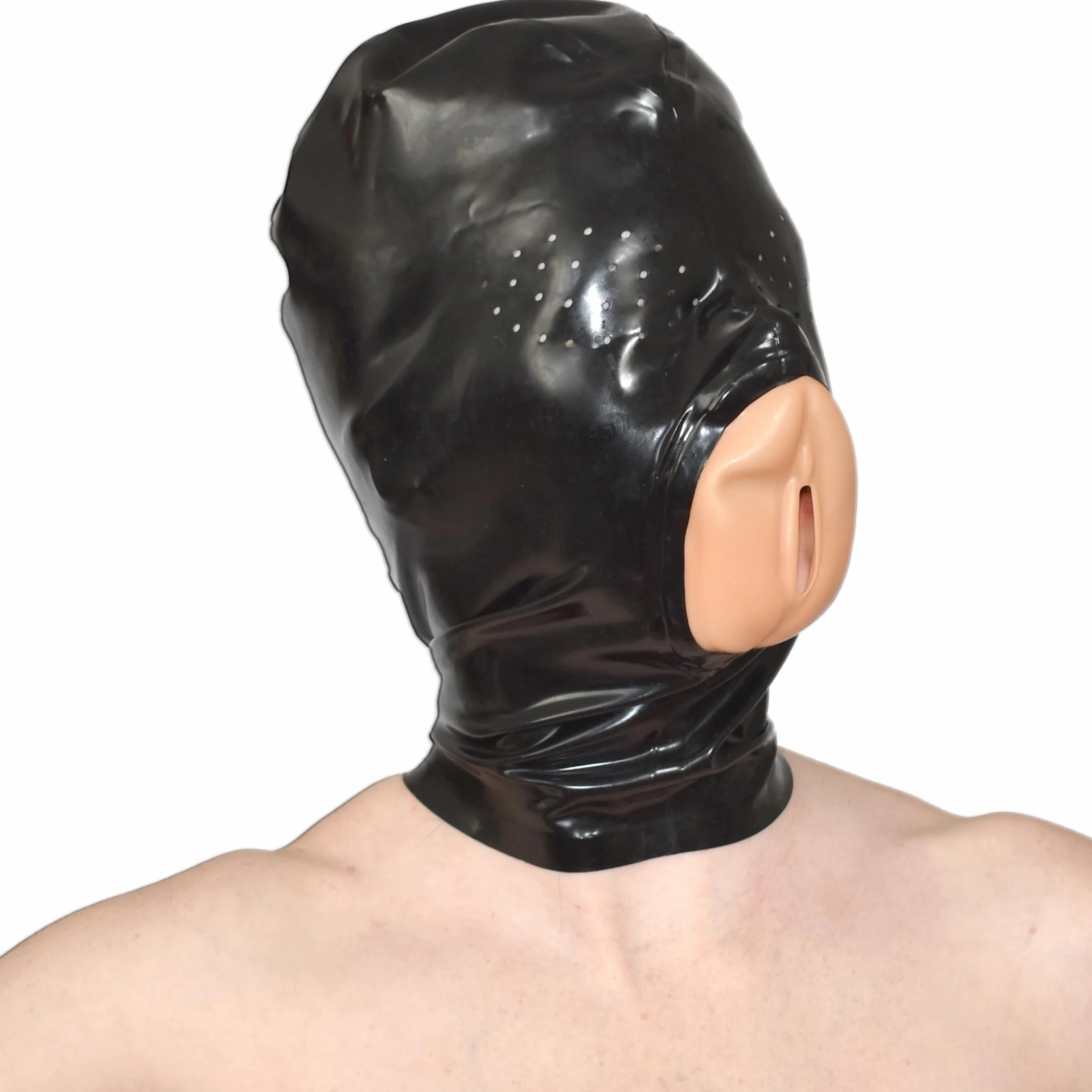Maschera Feticista in Latex con Apertura Vaginale – Cappuccio Bondage BDSM per Roleplay