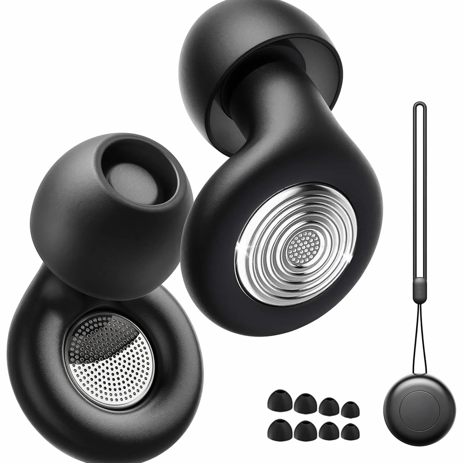2026 Nuovo Tappi Orecchie Dormire, Antirumore Quiet Silicone Auricolari, 45dB Protezione dell'udito, Concerti/Aerei/Sleep/Viaggiare, Riutilizzabile Earplugs con 8 Punte (XS/S/M/L) e Custodia - Nero