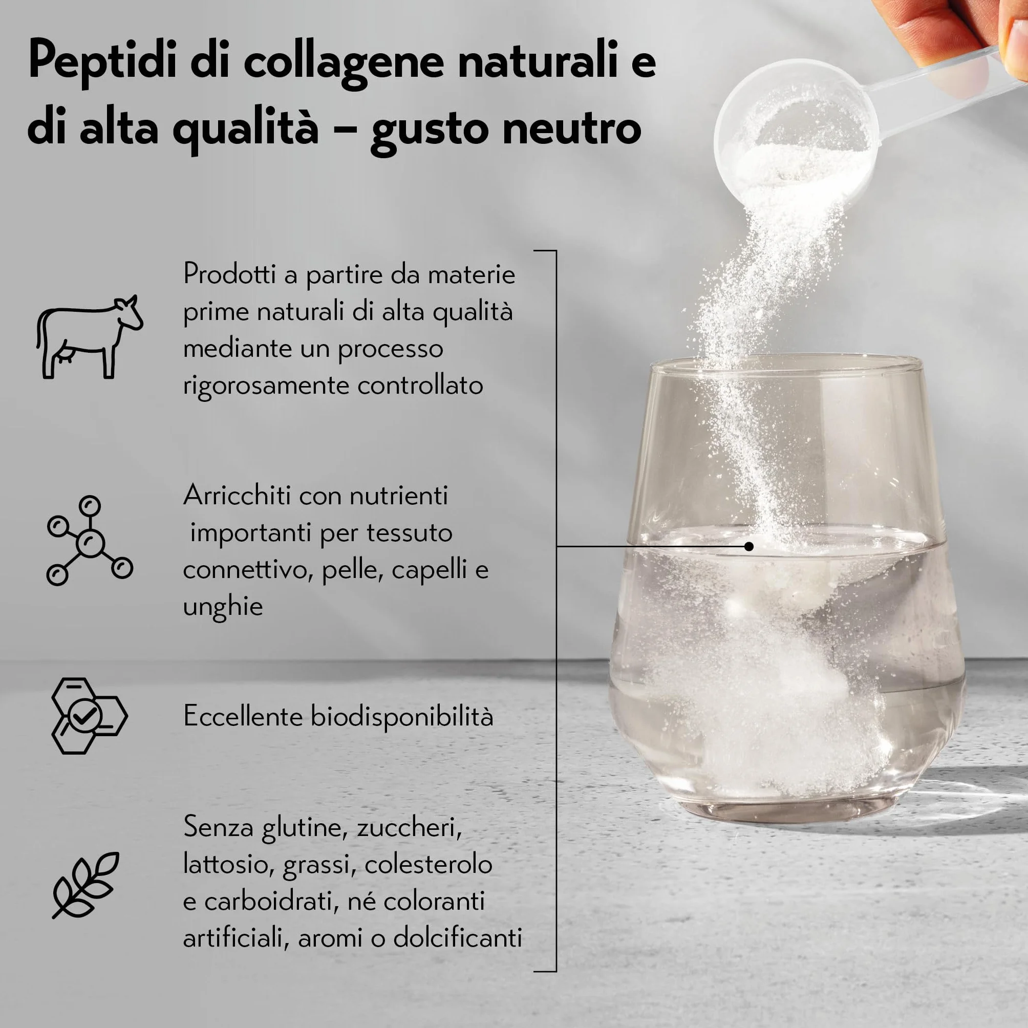 PureSGP Collagen 300g Collagene Puro Qualità Farmaceutica Peptidi Bioattivi Vitamina C Biotina Gusto Neutro