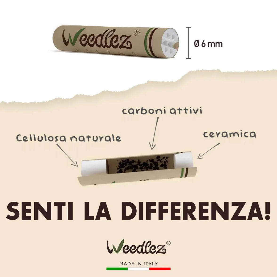 Filtri a Carboni Attivi e Cellulosa Mister Canapa 6 mm 50 Pezzi