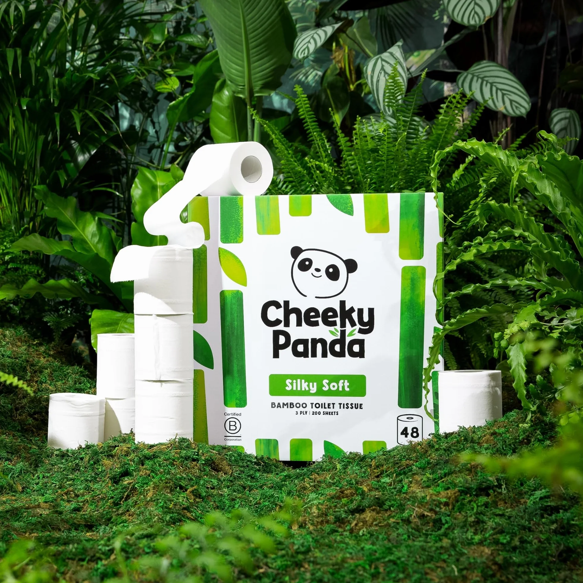The Cheeky Panda Carta Igienica Bamboo 48 Rotoli 3 Veli 200 Fogli Biodegradabile