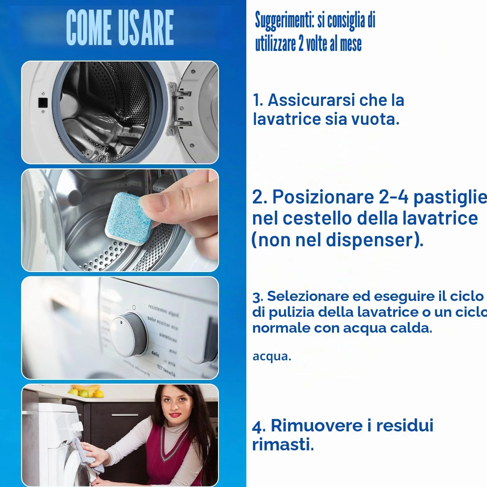 Detergente per Lavatrice Tabs Anti-limescale 24 Tablets
