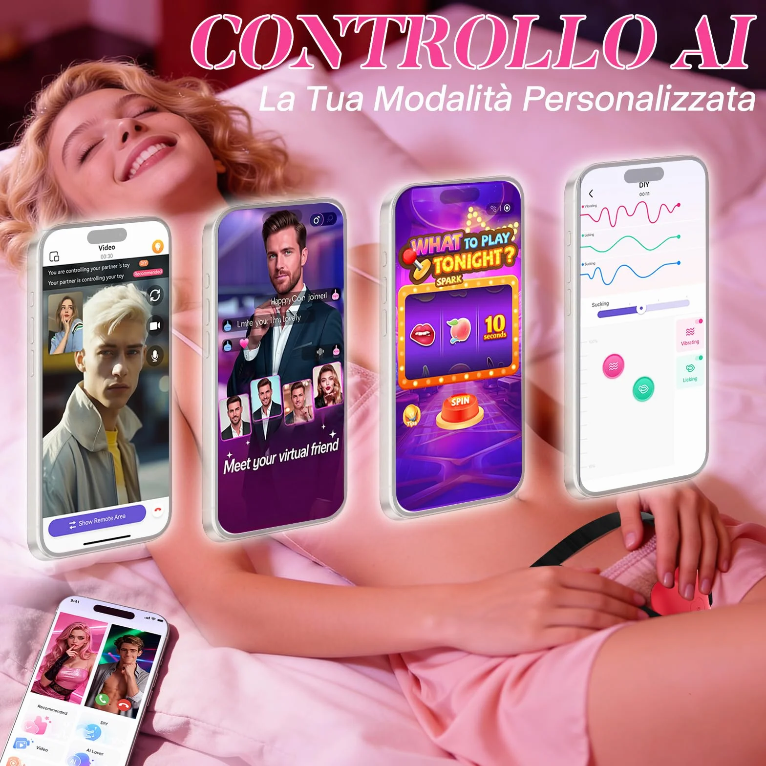 Vibratoreper Donna Professionale Wireless XL con APP Sex Toys, AI-Sync Telecomando 10 Modalità Vibrazione Ovetto Vibrante Sexytoysys Coppia Sex Toy, Vibratore per Donna Punto g Squirting, 6 Anelli