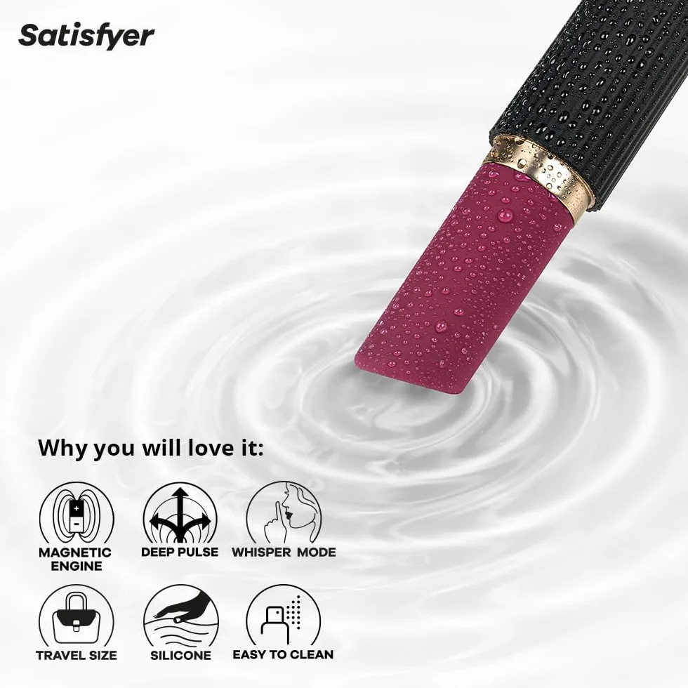 Satisfyer Pro 2 Kiss Vibratore a rossetto 3D Air Pulse Nero Ø 2.9 cm