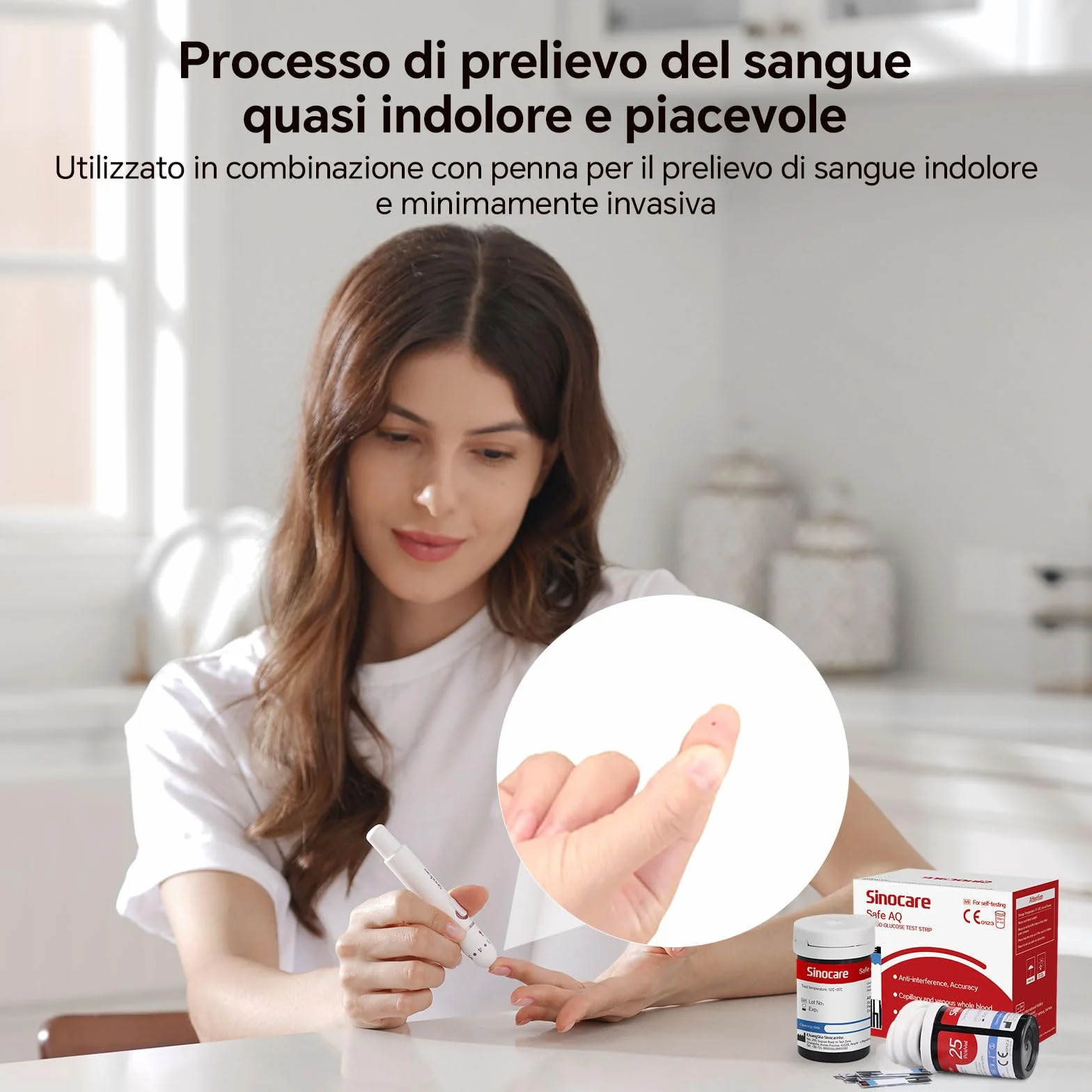 Sinocare Safe AQ Strisce per Glicemia 50 Pezzi Adattabili a Safe AQ Smart/AQ Voice/AQ Air Glucometro