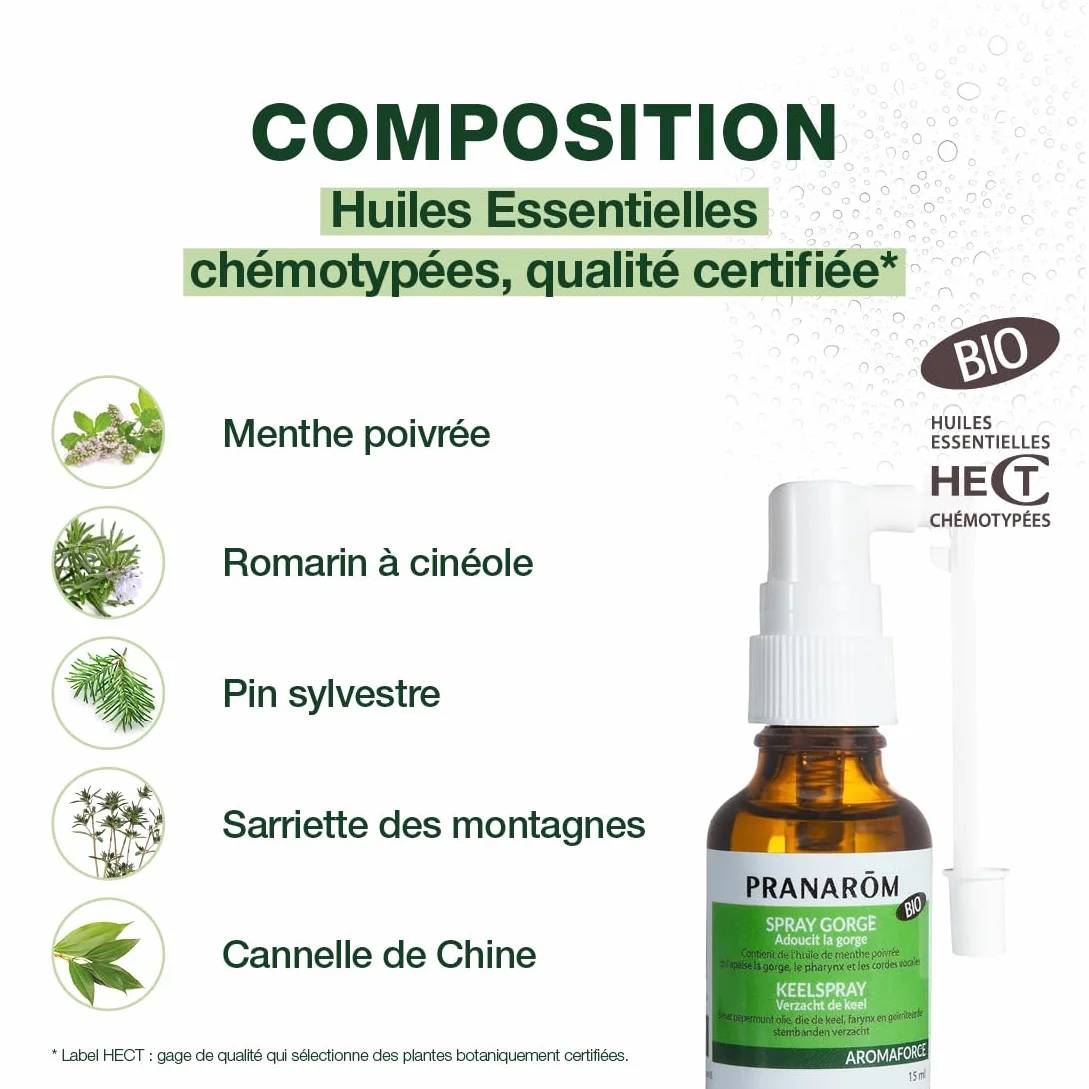 Aromaforce Spray Gorge Action 3 in 1 con oli essenziali menta piperita 15 ml