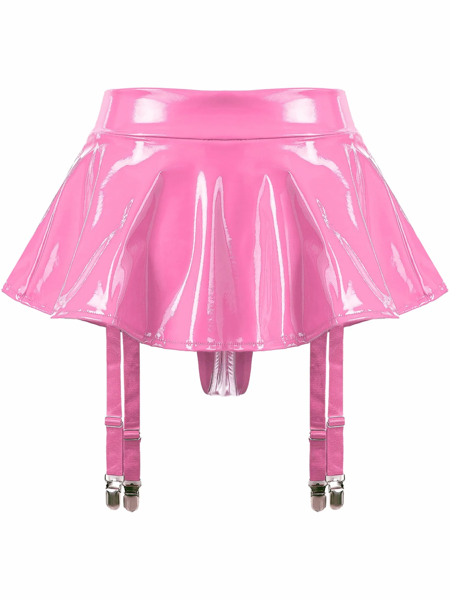 Gonna sexy da donna effetto bagnato pelle righe slip interno reggicalze