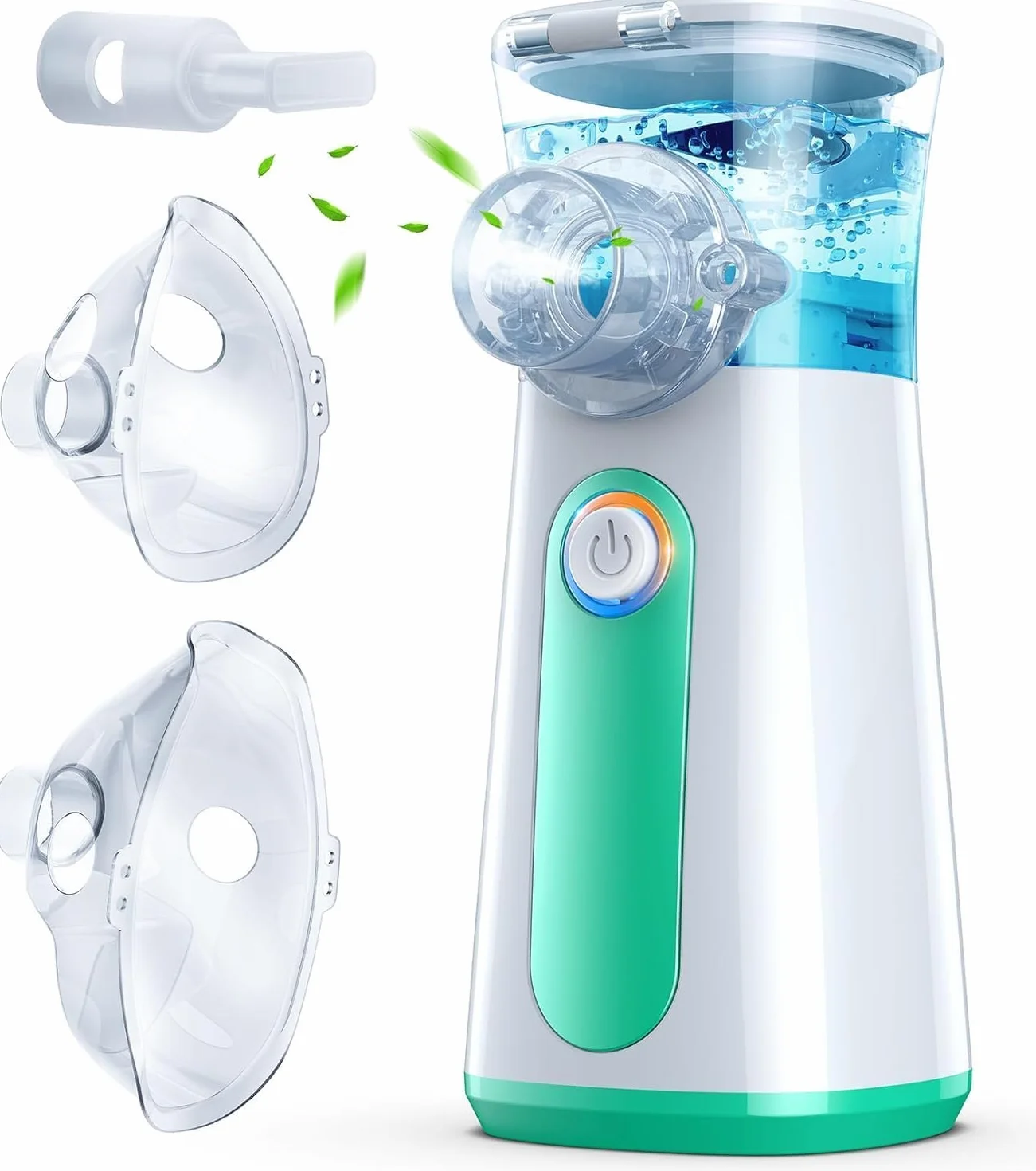 Aerosol Portatile Silenzioso 2 Maschere E Boccaglio Macchina Aerosol Adulti e Bambini che Efficace per Alleviare la Respirazione USB-C Ricaricabile (Verde)