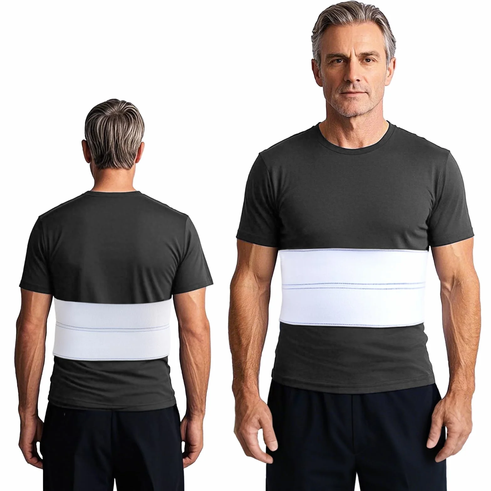Tutore per costole rotte Fascia addominale per costole incrinate Cintura dorsale Fasciatura a compressione toracica Supporto costocondrite per costole contuse, fratturate o lussate
