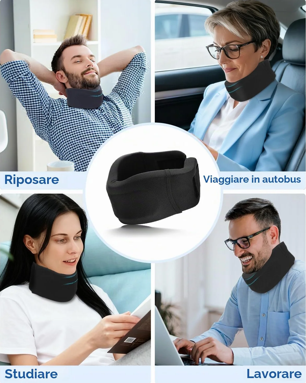 Collare Cervicale Morbido Regolabile per Dolore al Collo Ortopedico (Nero, M)