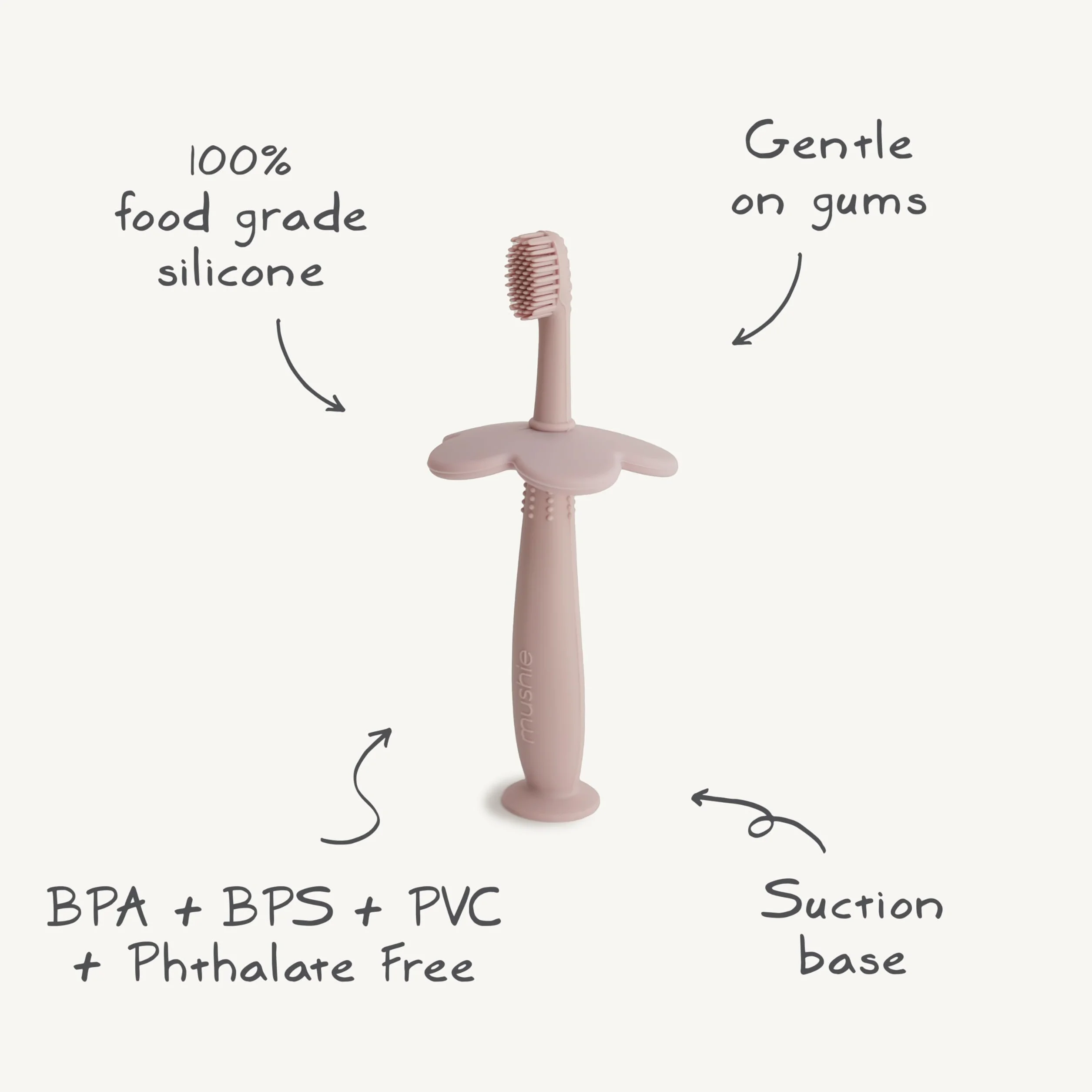 Mushie | Spazzolino da Denti da Allenamento per Bambini | Senza BPA | Training Brush & Primo Spazzolino | Accessori per Bambini Sicuri e di Alta Qualità | Soft Lilac