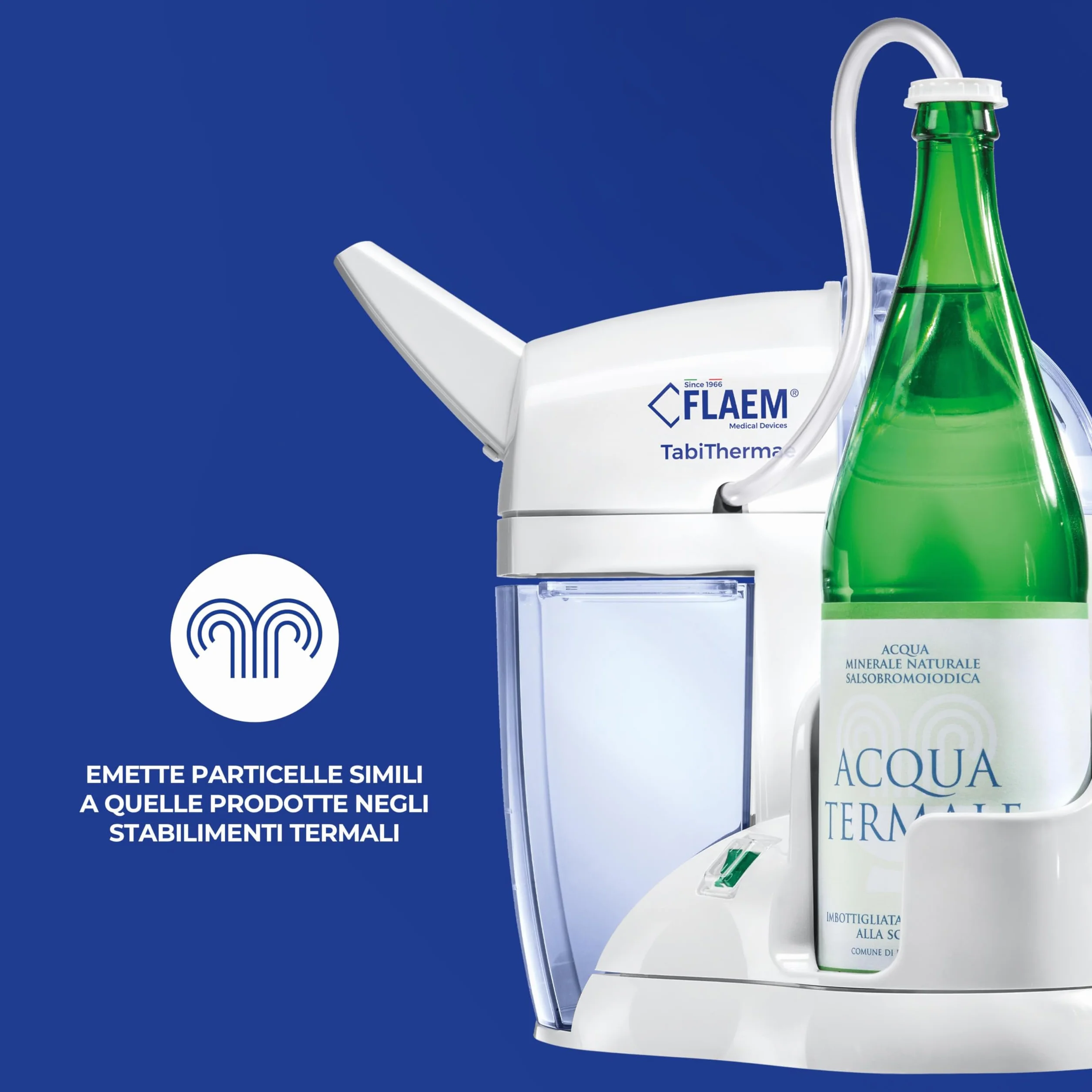 Flaem Tabi Thermae Inalatore Termale Domestico Compatto Certificato per Inalazioni Termali Trattamento Vie Respiratorie Made in Italy