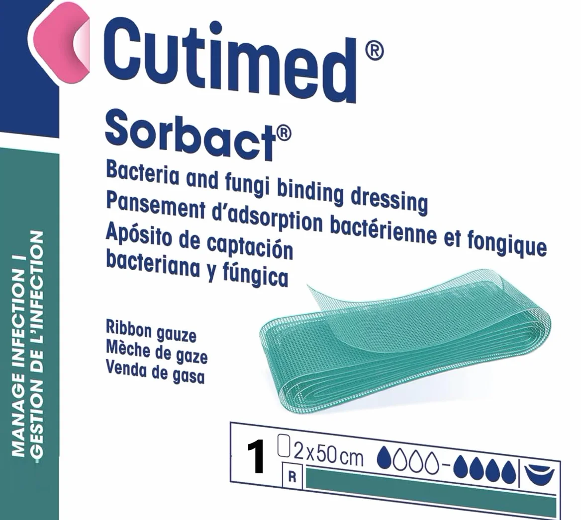 Cutimed Sorbact Zaffo di captazione batterica 2x50cm | 1 GARZA SINGOLA |