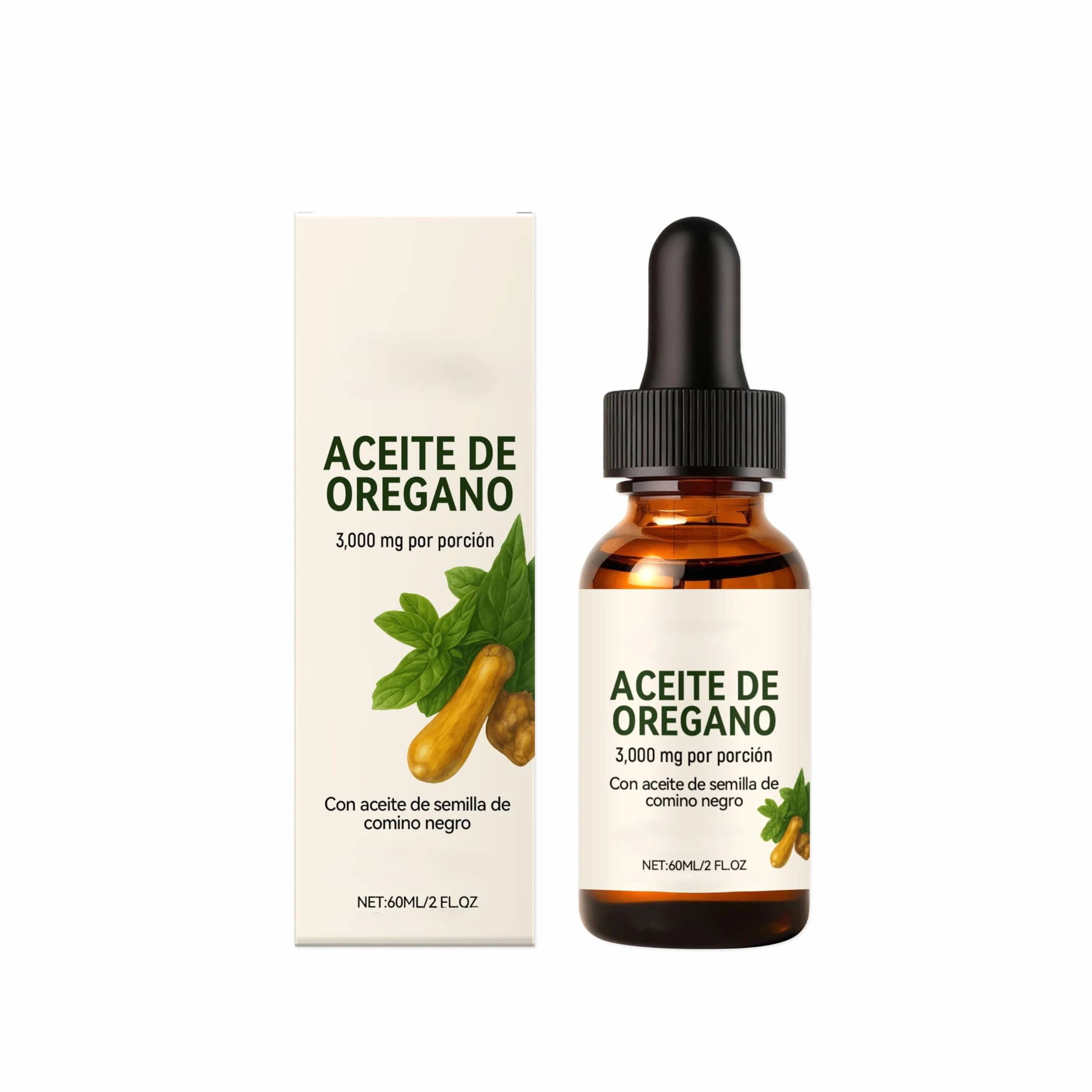 Olio di deorigano con olio di semi di cumino nero 2 Fl Oz Non OGM senza glutine