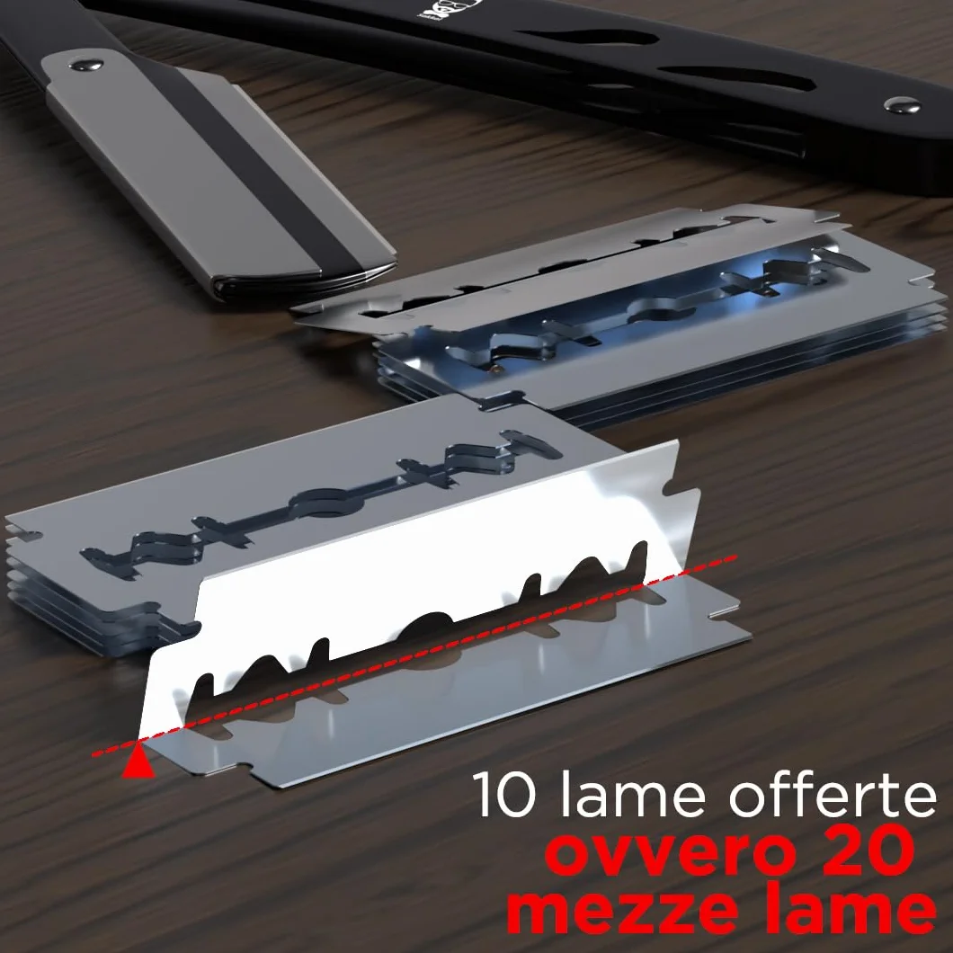 Rasoio a mano libera 20 Mezze lamette kit barba uomo professionale barbiere lame rasatura
