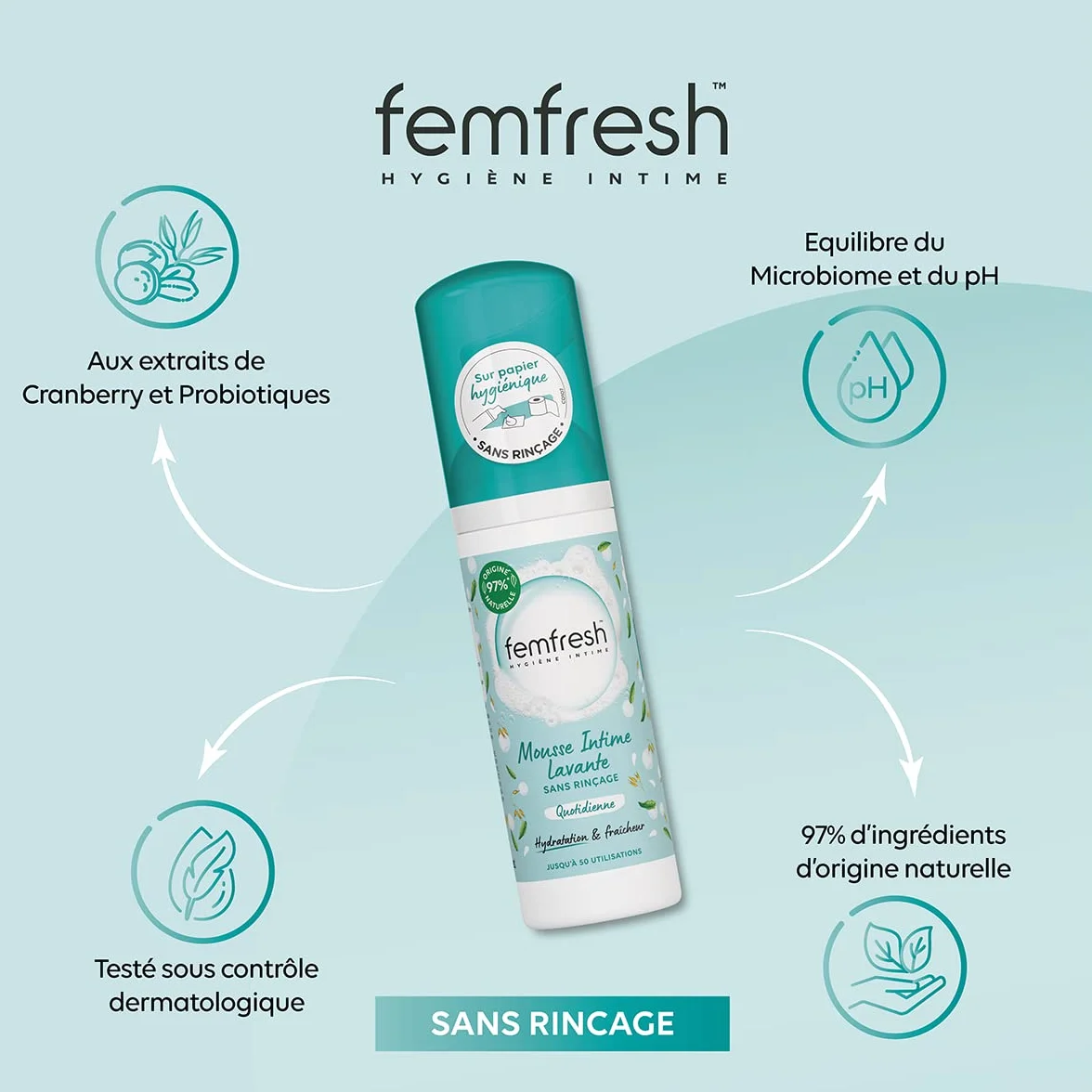 Femfresh Schiuma Intime Lavante giornaliera senza risciacquo 50 ml