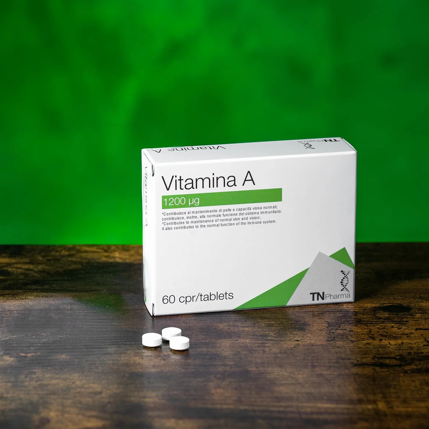 Tn Pharma Vitamina A, 1200 µg, 60 Compresse, Integratore Alimentare, Senza Glutine e Lattosio, Per Sistema Immunitario, Vista e Pelle