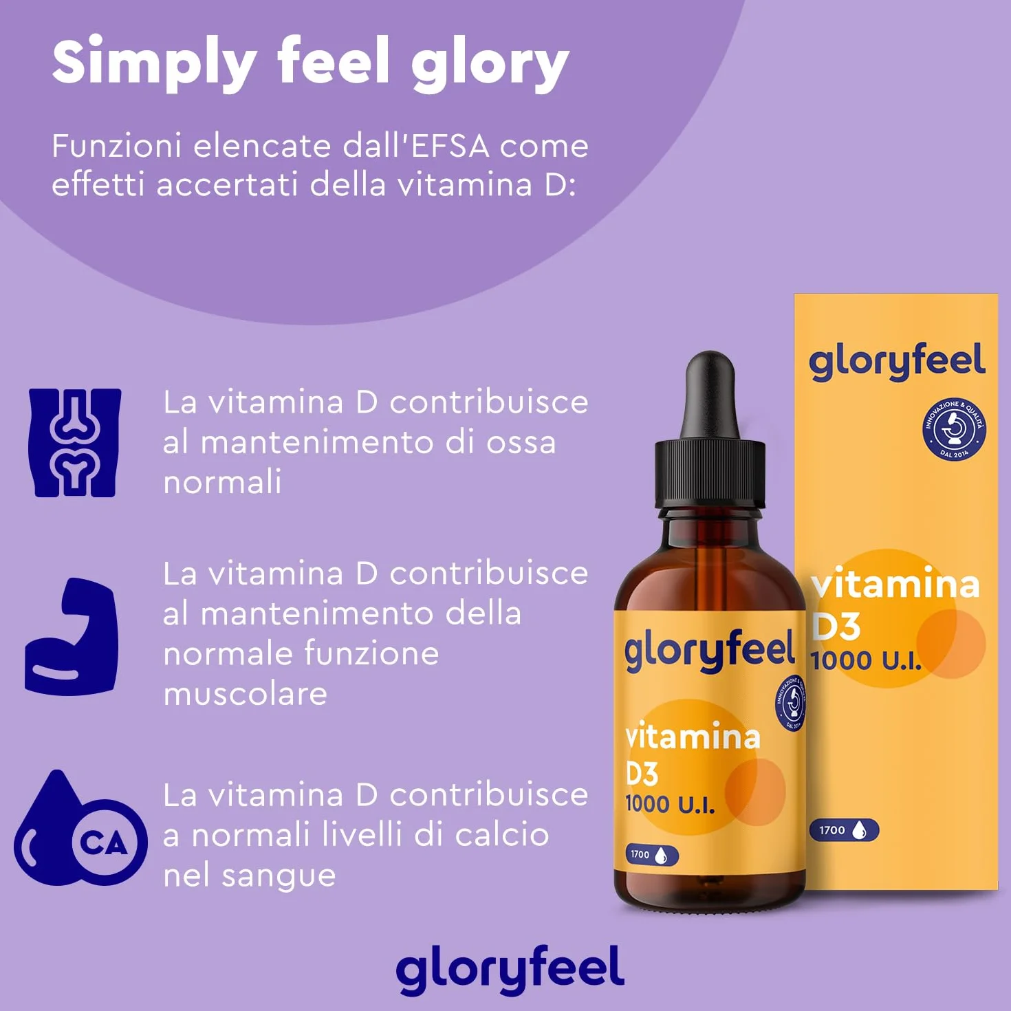 Vitamina D3 1000 UI per Goccia, 50ml (1700 Gocce), Eletto PRODOTTO DELL'ANNO 2025, Supporta Ossa, Denti e Sistema Immunitario, Vitamina D Colecalciferolo, in Olio MCD ad Alta Stabilità
