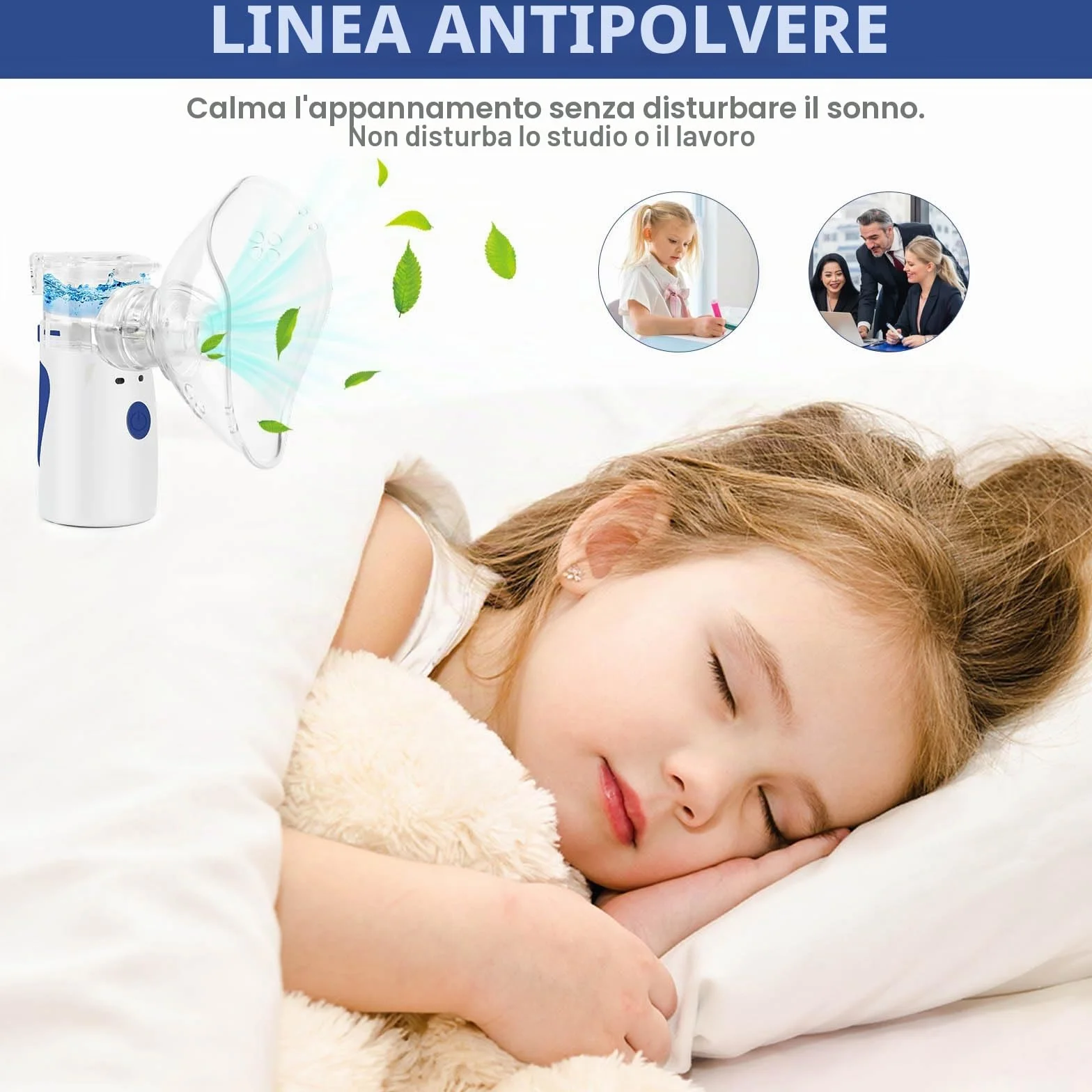 Aerosol Portatile Silenzioso per Bambini Adulti, Nebulizzatore Inalatore Ricaricabile