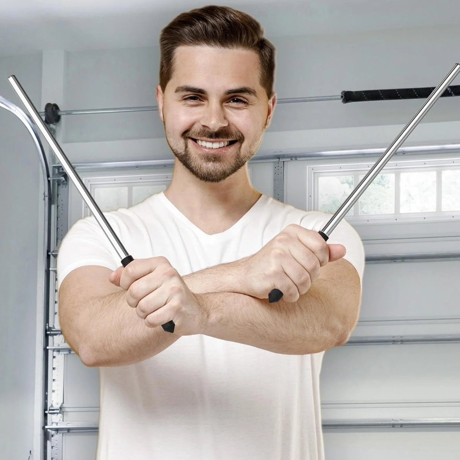 Garage Door Winding Torsion Spring Rod 17.2 in 43.56 cm 0.5 in 1.27 cm Compact Hardware Tool 45# Steel