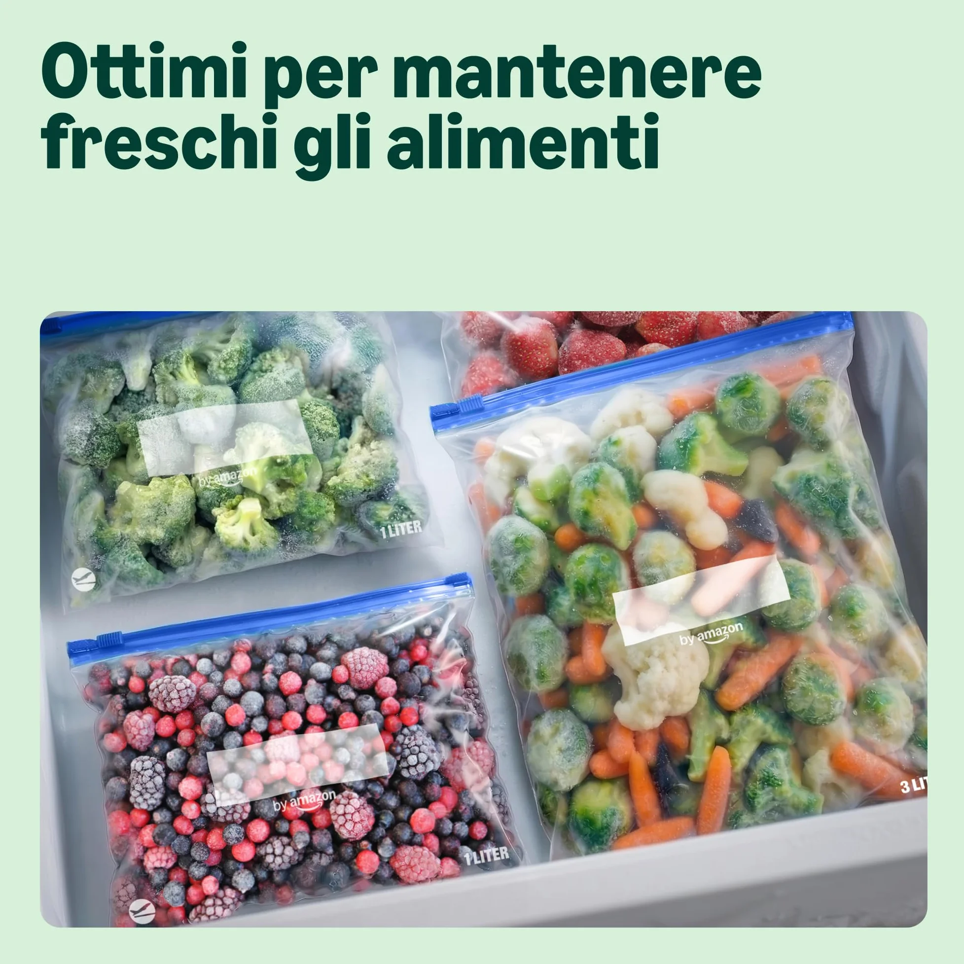 Sacchetti Cerniera per Congelatore in Plastica, 3 Litri, 15 Pezzi