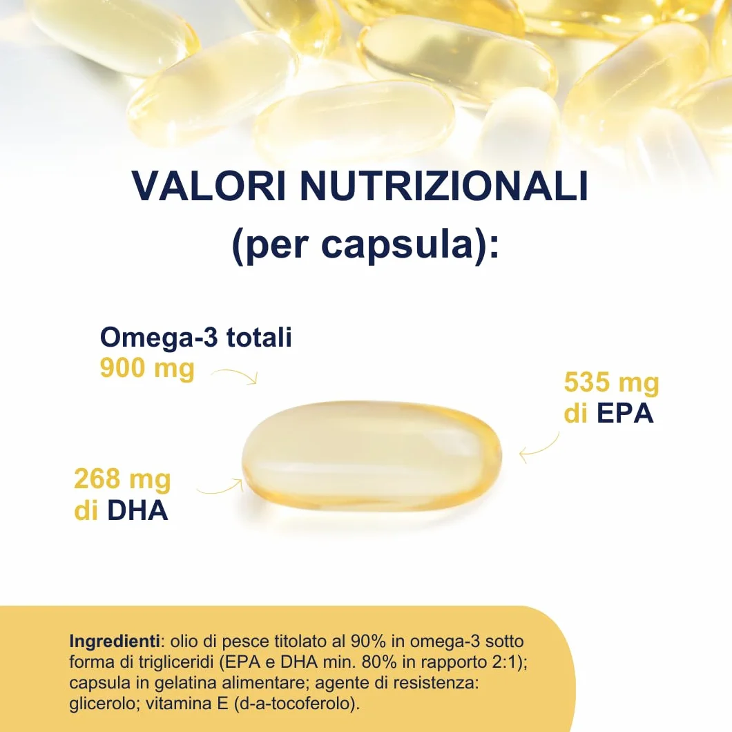 Omega3 2000 mg ad Alto Dosaggio - Omega 3 IFOS 5 Stelle - OMEGOR Vitality 1000 - 30cps (10 Confezioni)