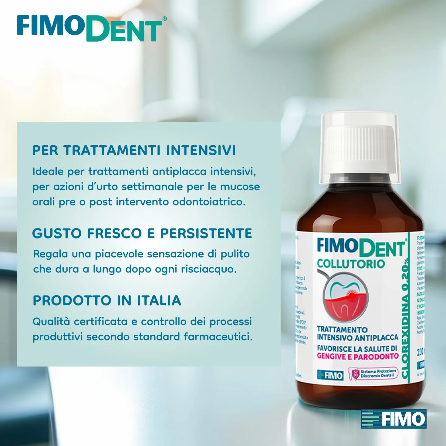 Fimodent Collutorio Clorexidina 0.20% con SPDD 200ml Trattamento antiplacca antibatterico