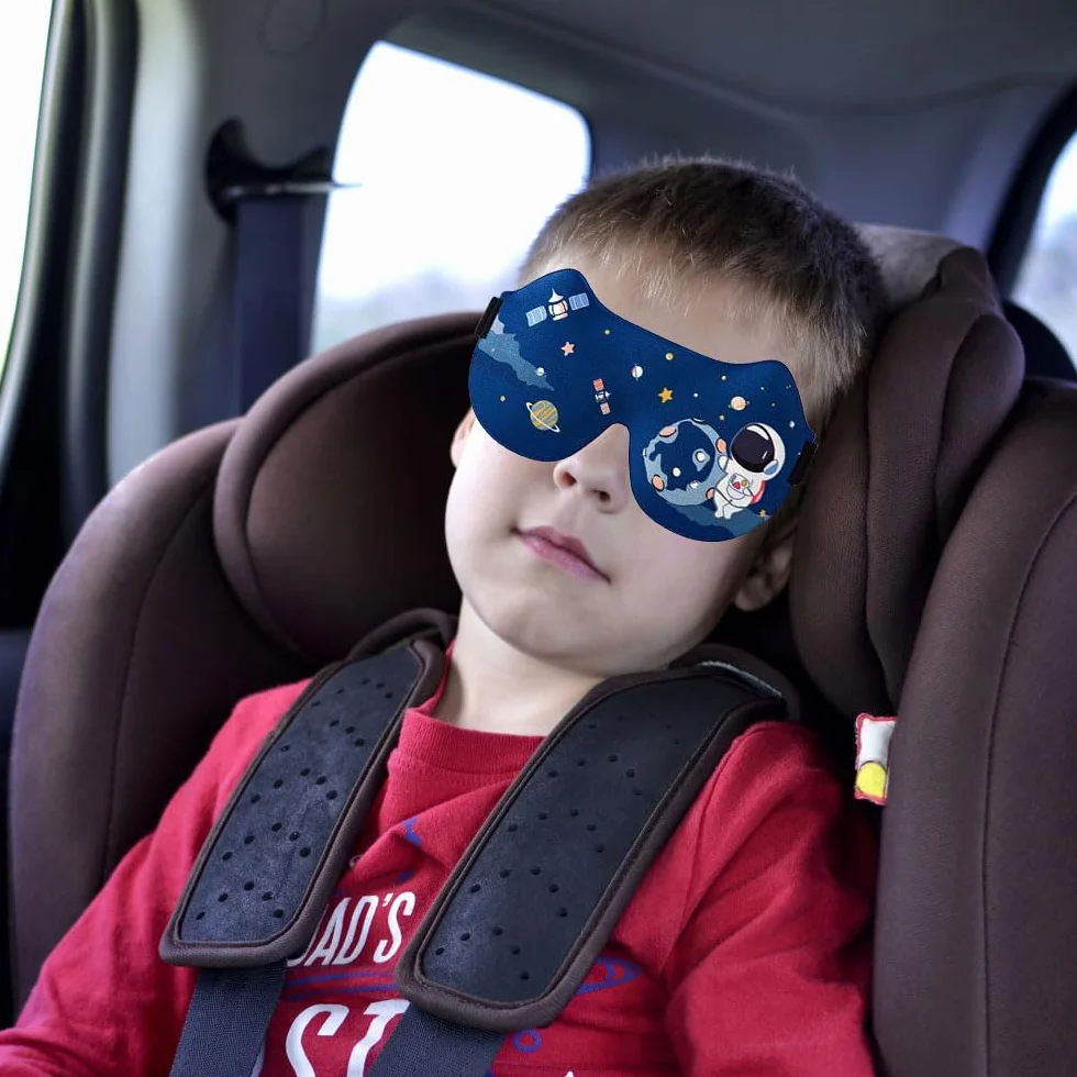 Maschera per Dormire per Bambini, Maschere per Dormire, 2 Pezzi Maschera per Dormire 3D per Bambini, Mascherina per Dormire Morbida con Cinturino Regolabile per Pisolino, Viaggio, Campeggio