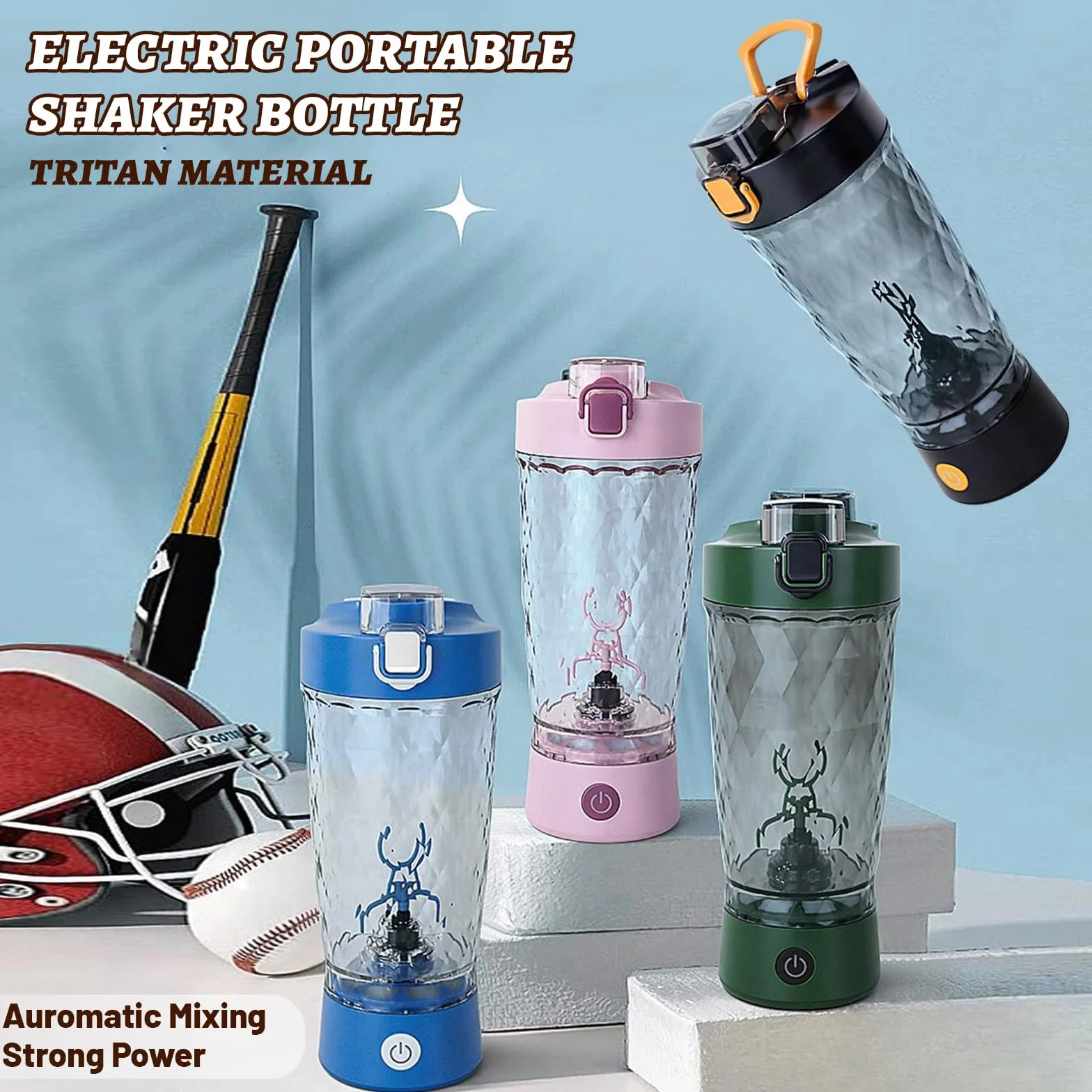 flintronic Bottiglia per Shaker per Proteine, 650 ml Shaker per Proteine Elettrico, Tazze Shaker Ricaricabili USB, Protein Shaker Bottle con Vano Portaoggetti, Senza BPA, per Frullati Proteici