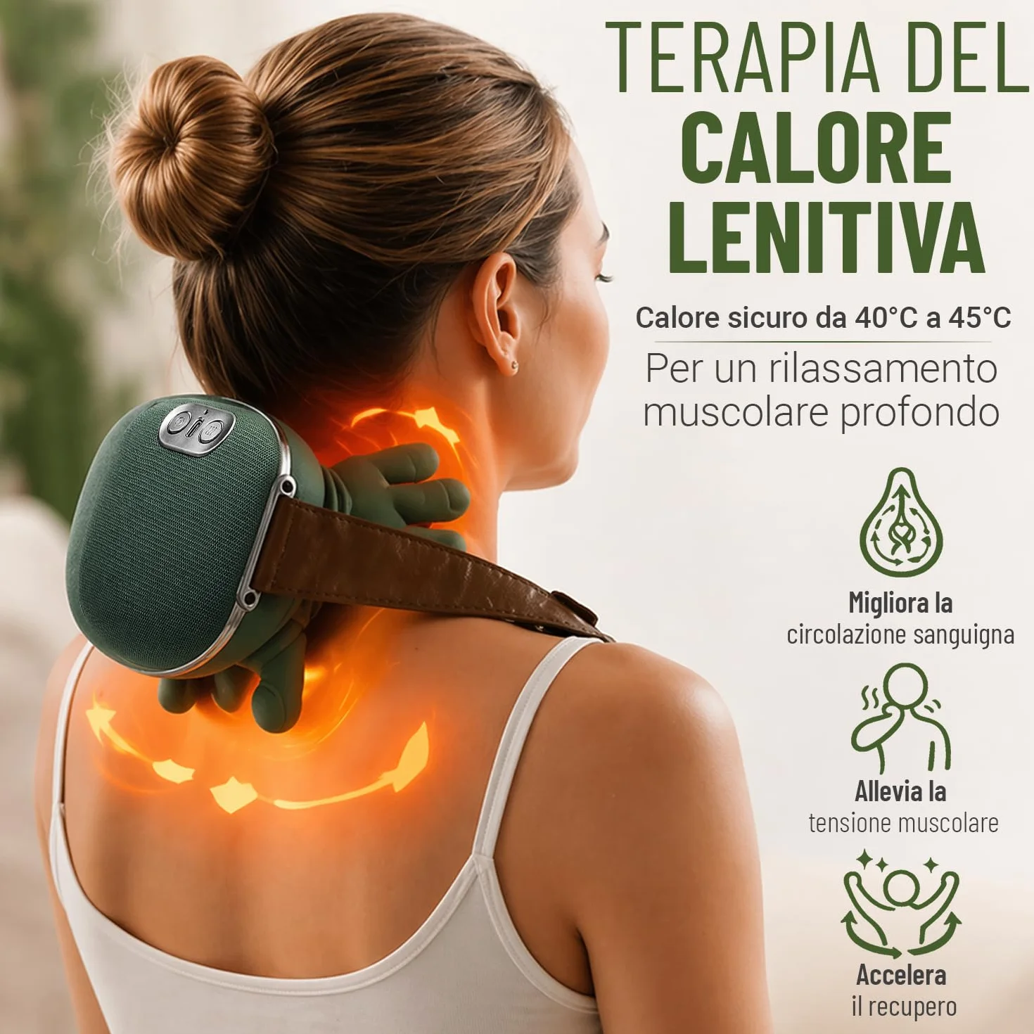 BeFit24 Massaggiatore Cervicale Ergonomico 4D Senza Fili, Massaggiatore Collo e Spalle con Calore, Massaggio Cervicale Profondo per Sollievo dal Dolore, Cuscino Massaggiante Schiena Portatile USB