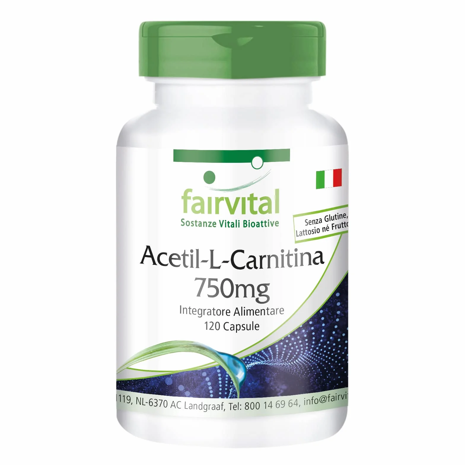 fairvital Acetil-L-carnitina ad alto dosaggio, 750 mg, ALTO DOSAGGIO, VEGANO, 120 capsule