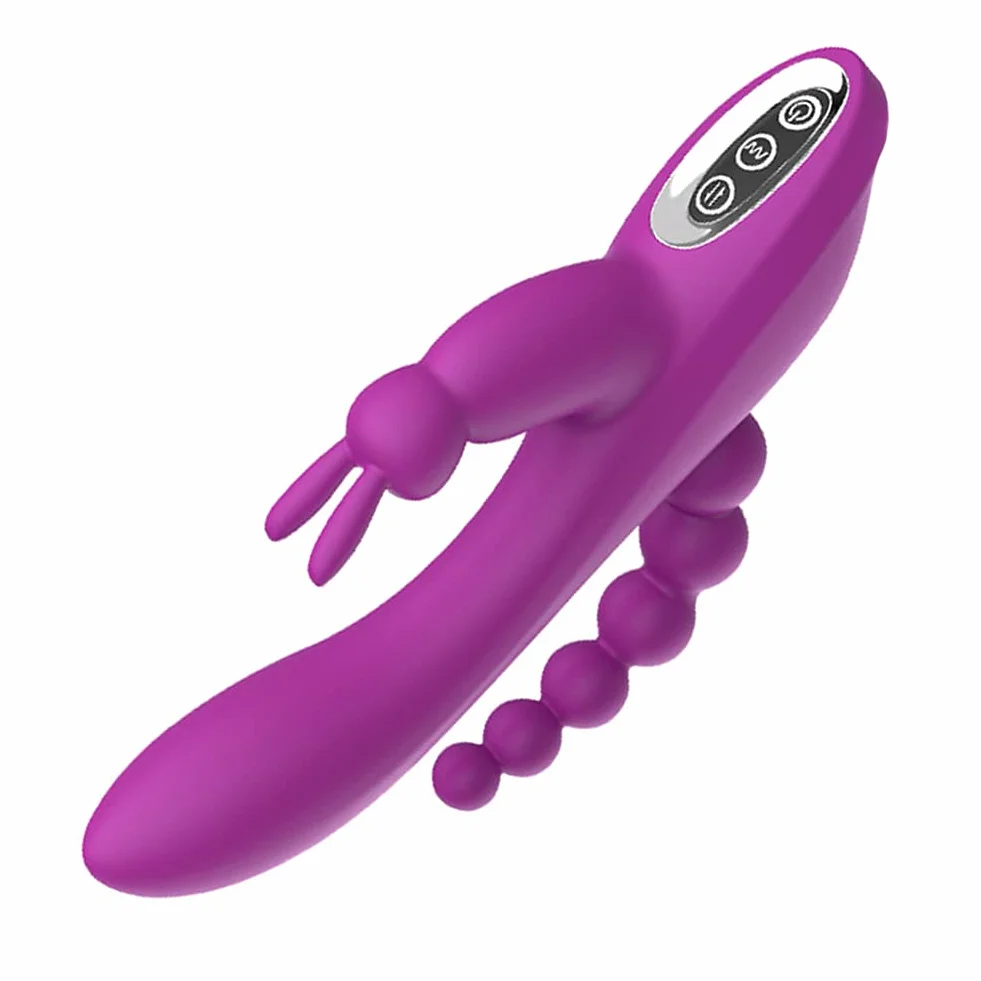 SXOVO 3 in 1 Rabbit Vibrator Stimolatore Anale Clitorideo G-Spot Ricaricabile con 7 Modalità di Vibrazione, Giocattolo Sessuale Impermeabile in Silicone per Donne e Coppie (Viola)
