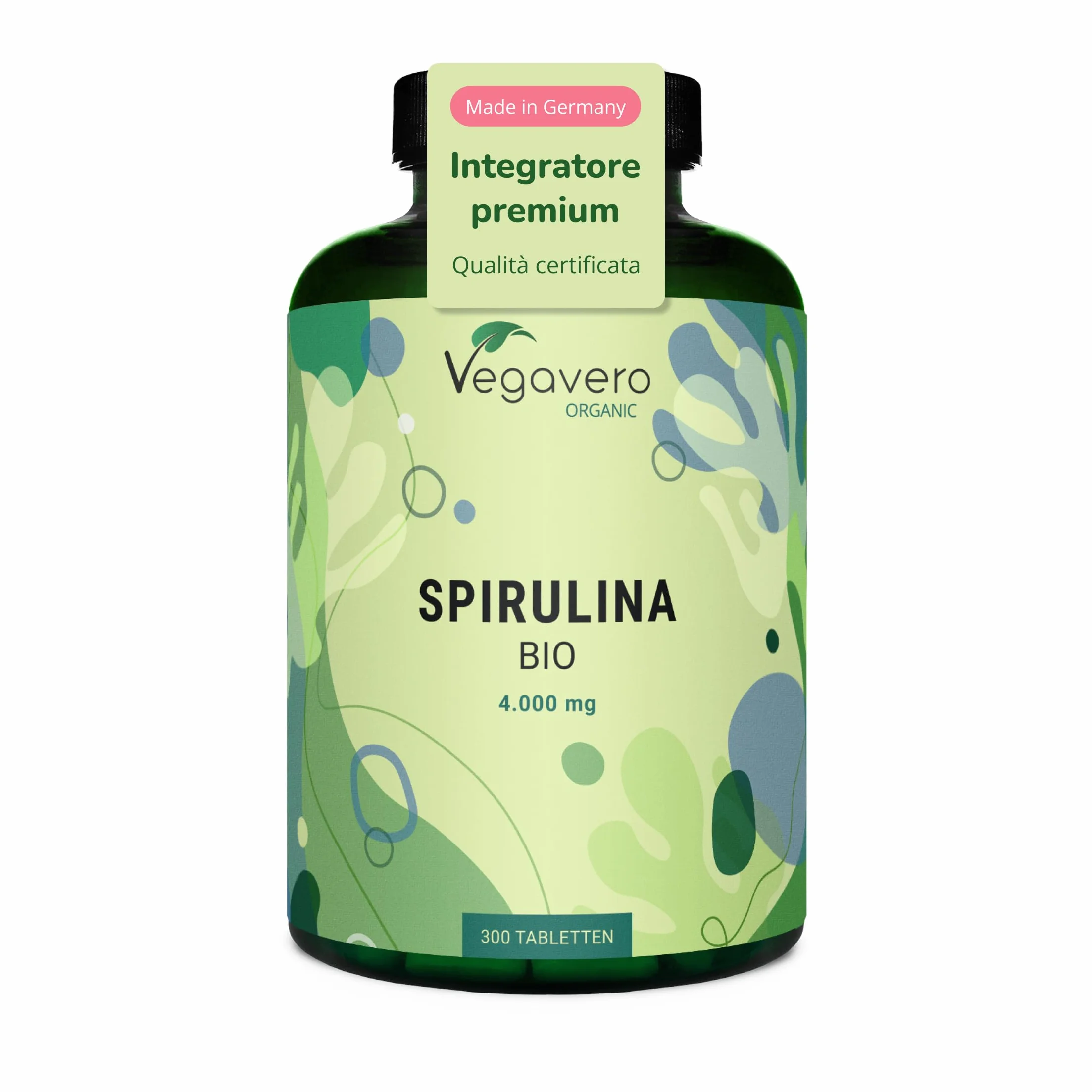 Vegavero® Spirulina Bio 1000 mg 4000 al giorno 3,9% Ficocianina Pura Biologica Platensis