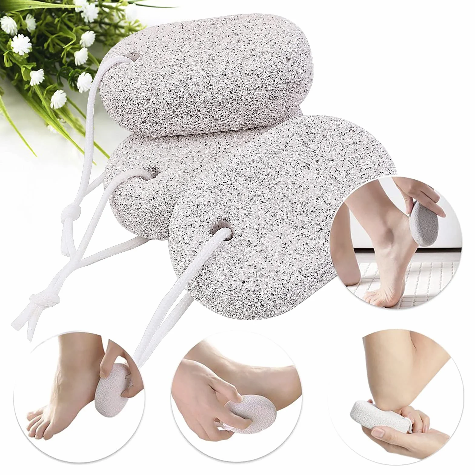 Pietra Pomice Naturale per Piedi 3 Pezzi, Lava Pedicure Tools Rimozione Callo Pelle Dura Esfoliazione Piede