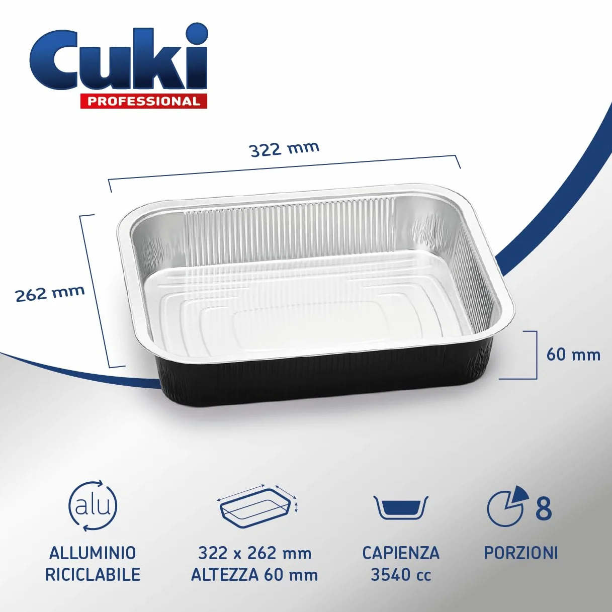 Vaschette alluminio 8 porzioni cm32x26xh6 monouso forno microonde 10 pezzi