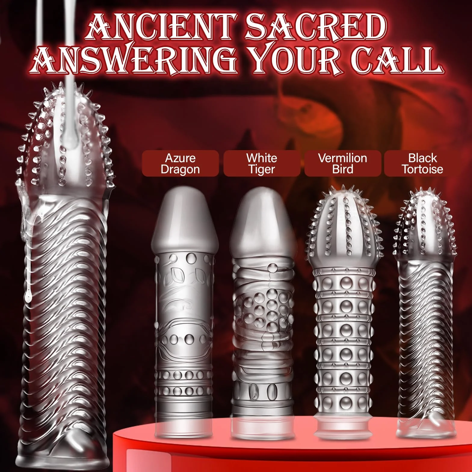 Confezione da 4 guaine per pene Dick Custodie Spesse In Silicone Trasparente, Riutilizzabili, Per Stimolazione Intensiva Del Pene E Miglioramento Dell'Erezione(4Forma)