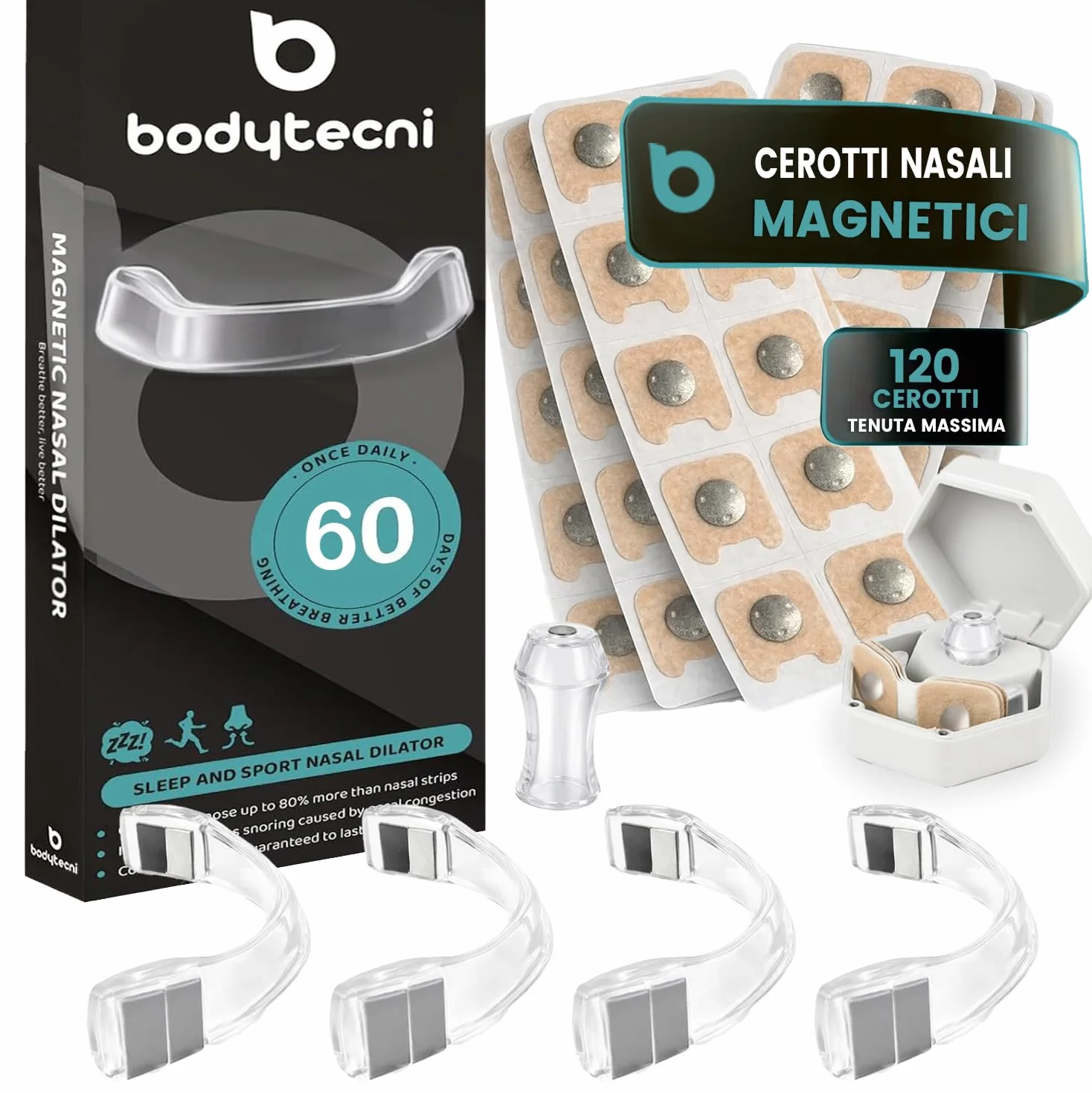 Cerotti Nasali Magnetici PRO Edition Megapack 120 Antirussamento Dilatatore Nasale