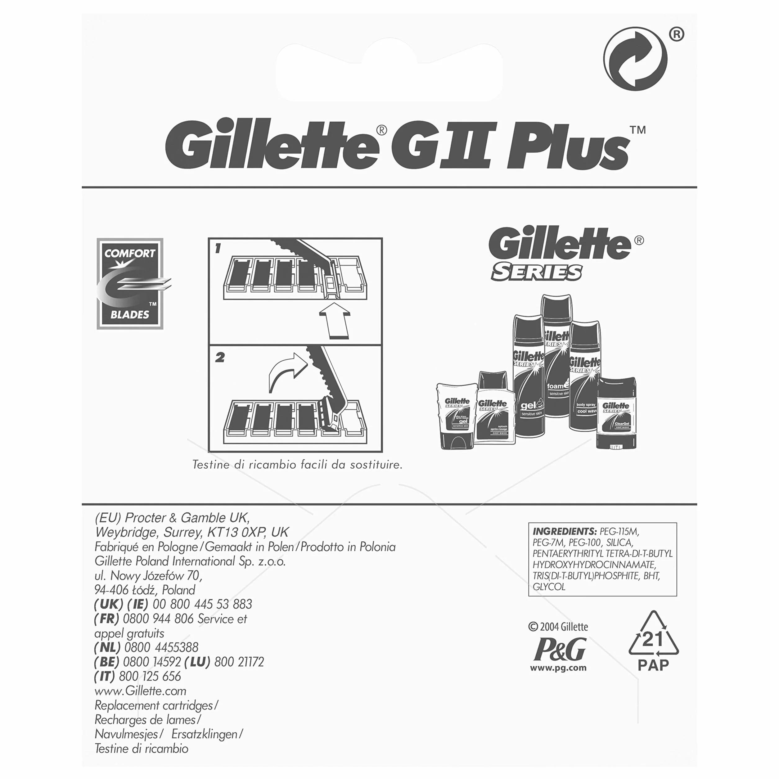 Gillette G II Plus, Confezione da 10 Lamette da Barba di Ricambio, con Striscia Lubrificante, Tradizione e Innovazione per Meno Irritazioni