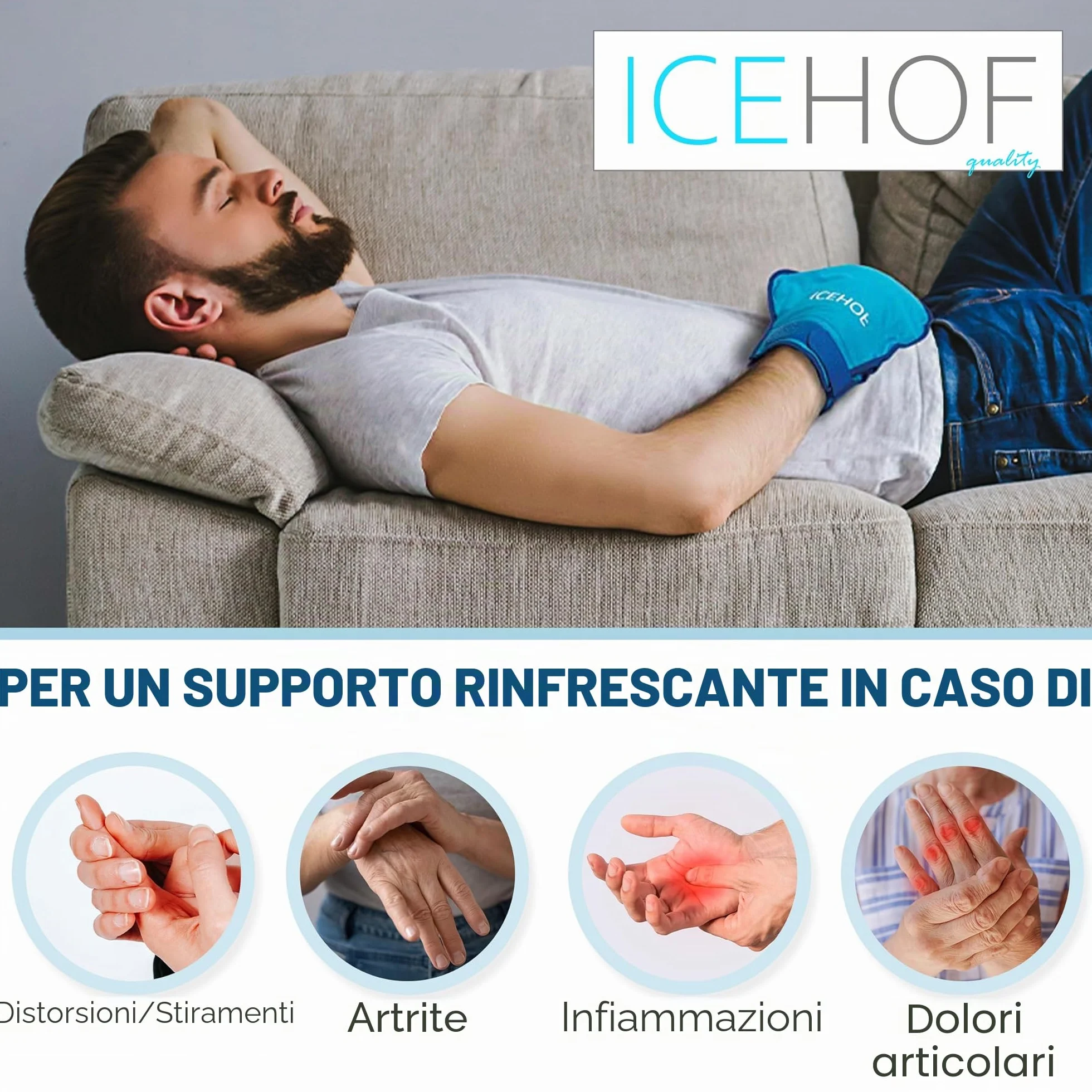 ICEHOF Guanti refrigeranti [2X] Tessuto delicato – Guanti rinfrescanti per mani/dita per chemioterapia/reumatismi, guanti in gel